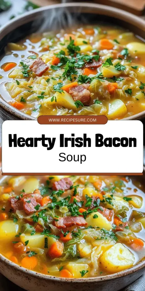 Warm up with a delicious bowl of Irish Bacon, Cabbage, and Potato Soup! This hearty soup combines rich Irish bacon, tender cabbage, and creamy potatoes into a comforting dish perfect for any occasion. With simple, fresh ingredients and easy steps, you can create a meal that delights family and friends. Ready to cook up some warmth? Check out the full recipe and discover how to make this flavorful soup today!