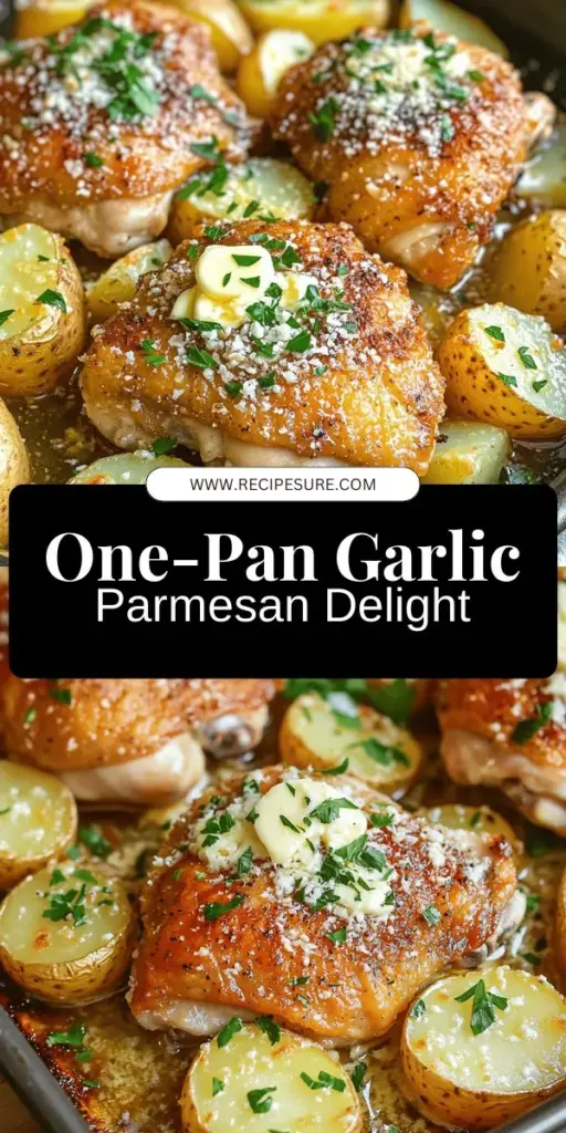 Dive into a delicious dinner with this Savory One-Pan Garlic Parmesan Chicken and Potatoes recipe! This easy, one-pan meal combines juicy chicken thighs and crispy Yukon gold potatoes, all infused with buttery garlic goodness and topped with melted Parmesan. Perfect for busy nights, cleanup is a breeze too. Click through for the full recipe and start cooking a hearty dish that your family will love! Enjoy the flavors and simplicity!