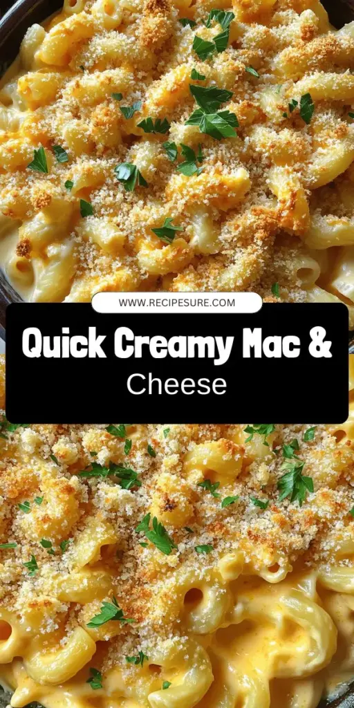 Indulge in the ultimate comfort food with this Easy Baked Macaroni and Cheese recipe! Quickly learn how to create a rich and creamy dish using just a few basic ingredients like elbow macaroni, sharp cheddar, and mozzarella. Discover helpful tips for achieving the perfect texture, plus fun variations and delicious toppings to customize your meal. Click through to explore the full recipe and start your cheesy adventure today!