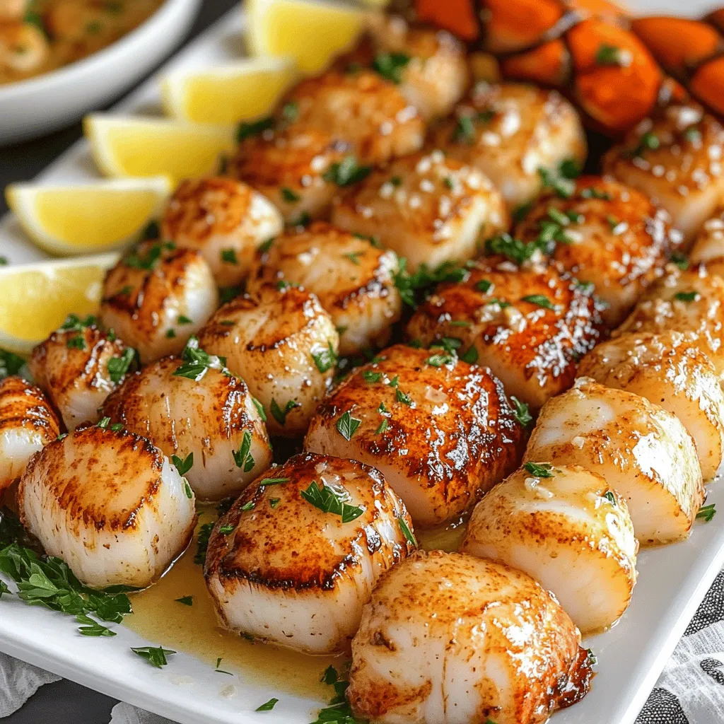 To create a delightful garlic butter lobster tail and scallops dinner, you need fresh, high-quality ingredients. The key items are: