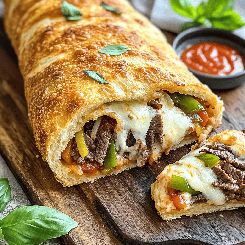 To make a great mozzarella cheesesteak stromboli, you need some key ingredients. First, the base dough is the most important part. You can use 1 lb of pizza dough, either store-bought or homemade. This dough creates a nice outer layer that holds the filling.