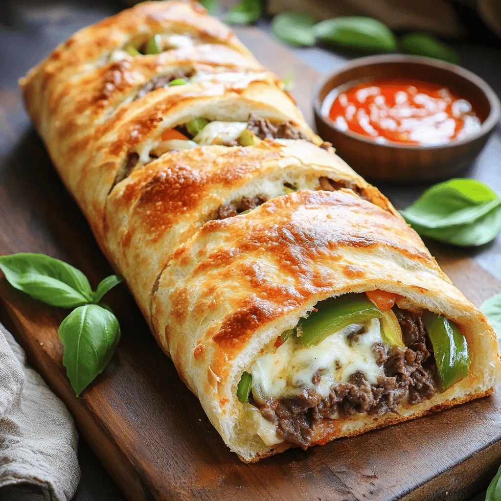 To make a great mozzarella cheesesteak stromboli, you need some key ingredients. First, the base dough is the most important part. You can use 1 lb of pizza dough, either store-bought or homemade. This dough creates a nice outer layer that holds the filling.