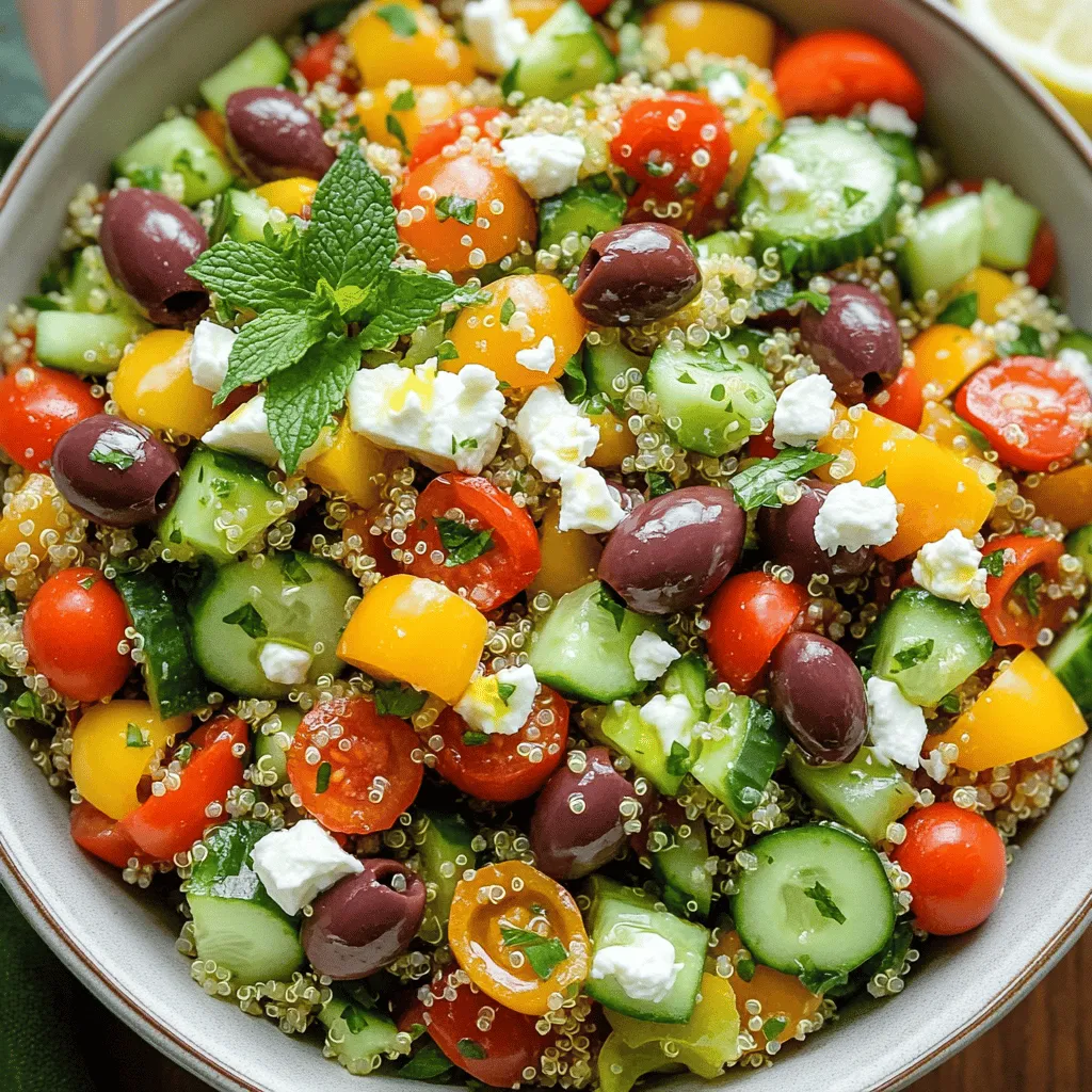 The Greek Quinoa Chopped Salad bursts with flavor and color. Each ingredient adds nutrition and taste. Here’s what you need: