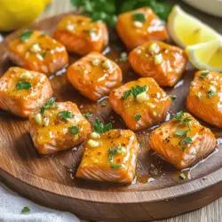 To make honey garlic salmon bites, you need a few key ingredients. Start with 1 pound of salmon fillet. Cut it into bite-sized pieces. This gives you tasty, easy-to-eat bites.