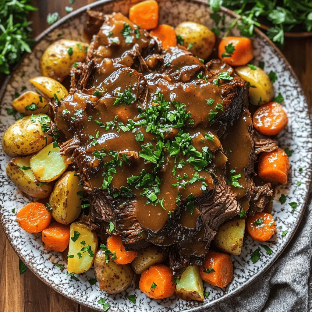 Making a great pot roast starts with the right ingredients. For my instant pot pot roast recipe, I use a 3-4 lbs beef chuck roast. This cut is perfect for tender, juicy meat. It has enough fat to stay moist during cooking.