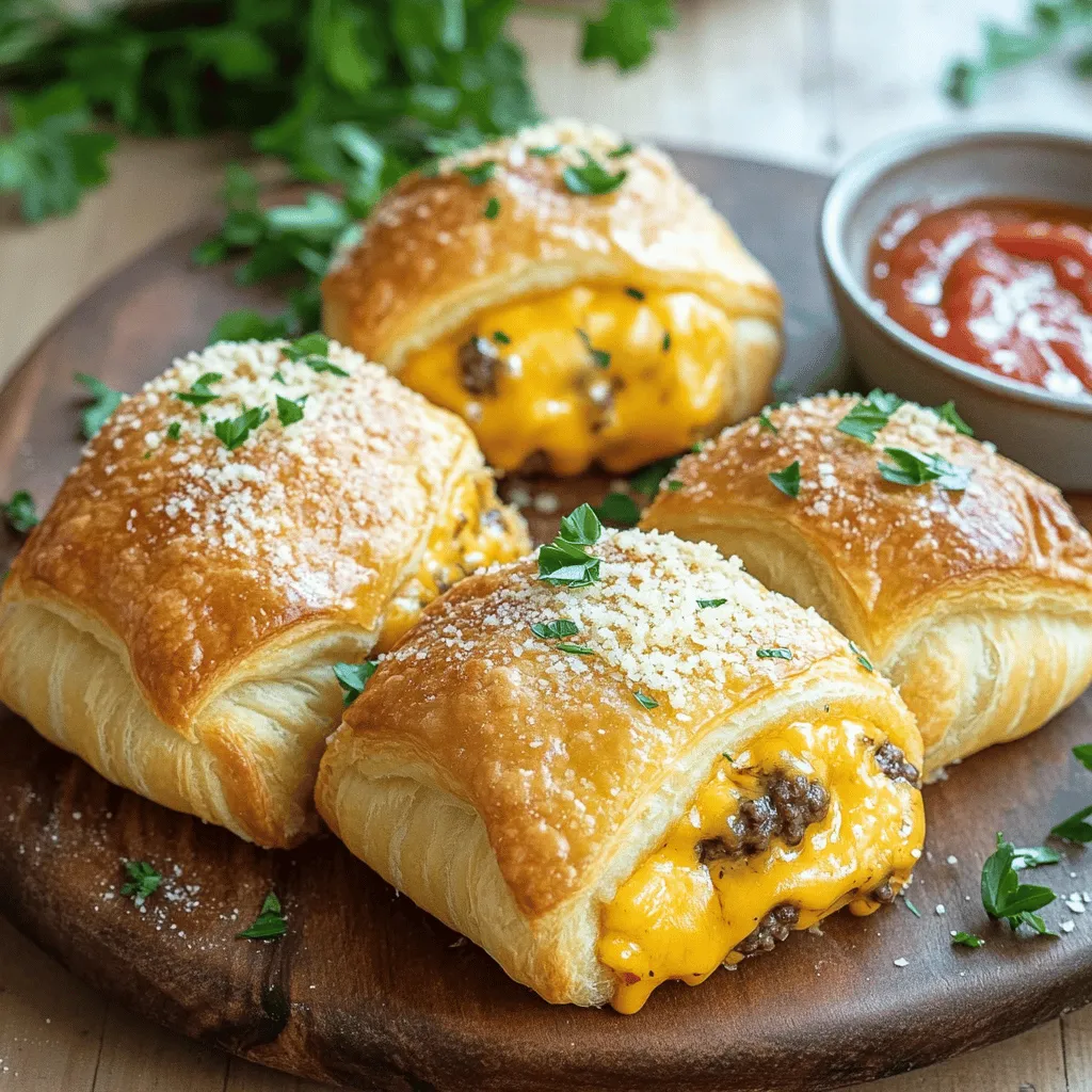 To make garlic parmesan cheeseburger bombs, gather these key ingredients. You need 1 pound of ground beef. Choose a blend with some fat for flavor. Next, grab 1 cup of shredded cheddar cheese and 1/2 cup of softened cream cheese. These cheeses bring richness and a creamy texture.