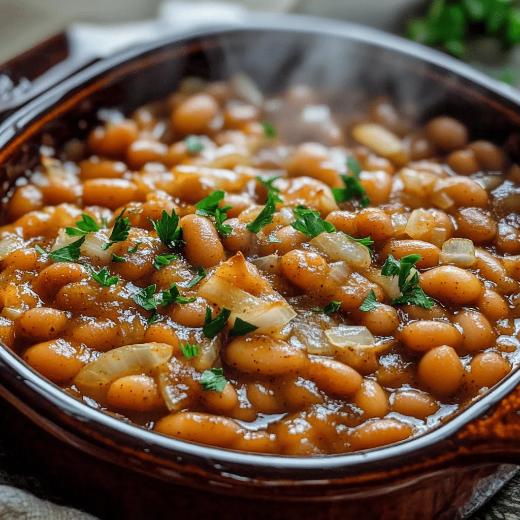 The best baked beans start with the right beans. I recommend using dried navy beans or cannellini beans. These beans hold their shape well and have a nice texture when cooked. You can soak them overnight to make cooking easier. This helps soften the beans and cuts down on cooking time.