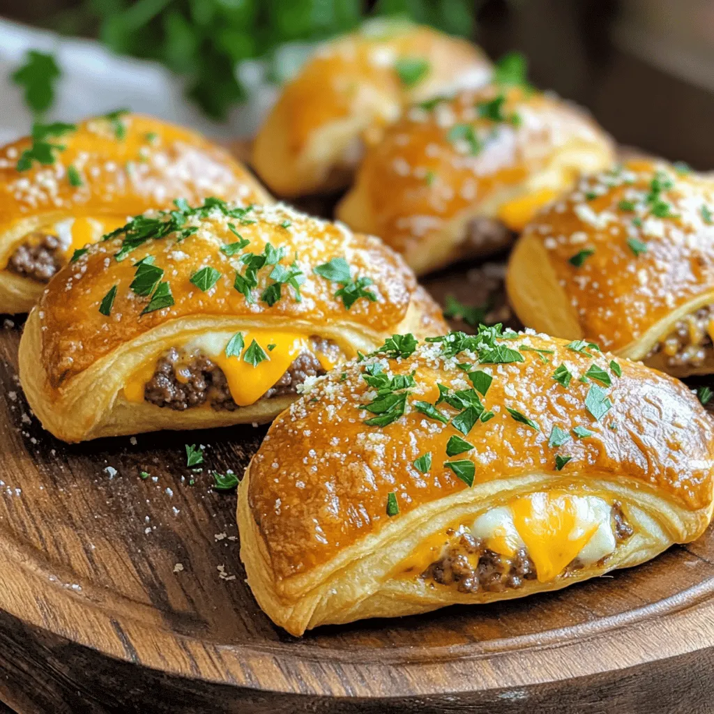 Garlic Parmesan cheeseburger bombs are tasty snacks that everyone loves. They combine juicy beef with rich cheese, all wrapped in flaky dough. The magic happens when you add garlic and Parmesan. This combo boosts the cheeseburger flavor, making it truly special.