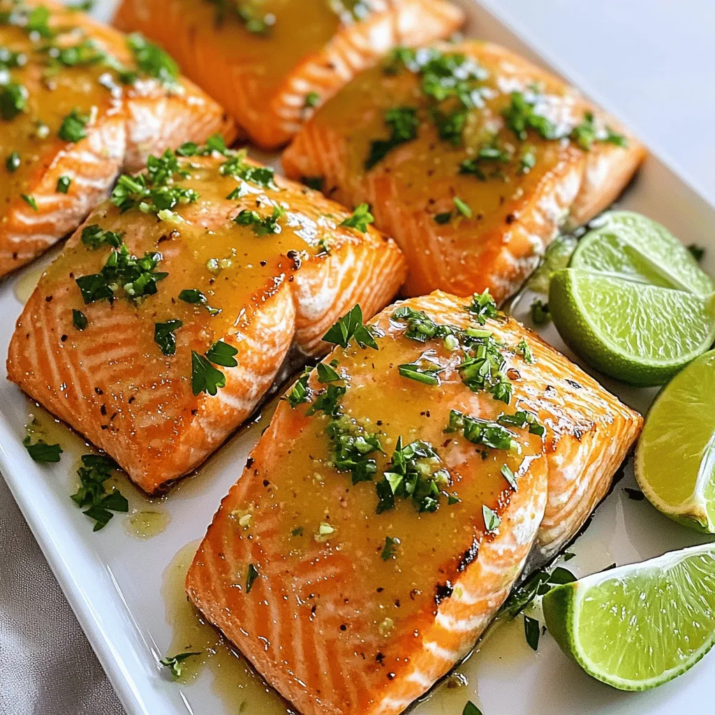 To make the best honey-lime garlic butter baked salmon, you need fresh, quality ingredients. First, choose salmon fillets. I recommend using skin-on fillets for added flavor and moisture. Each fillet should weigh about 6 ounces.