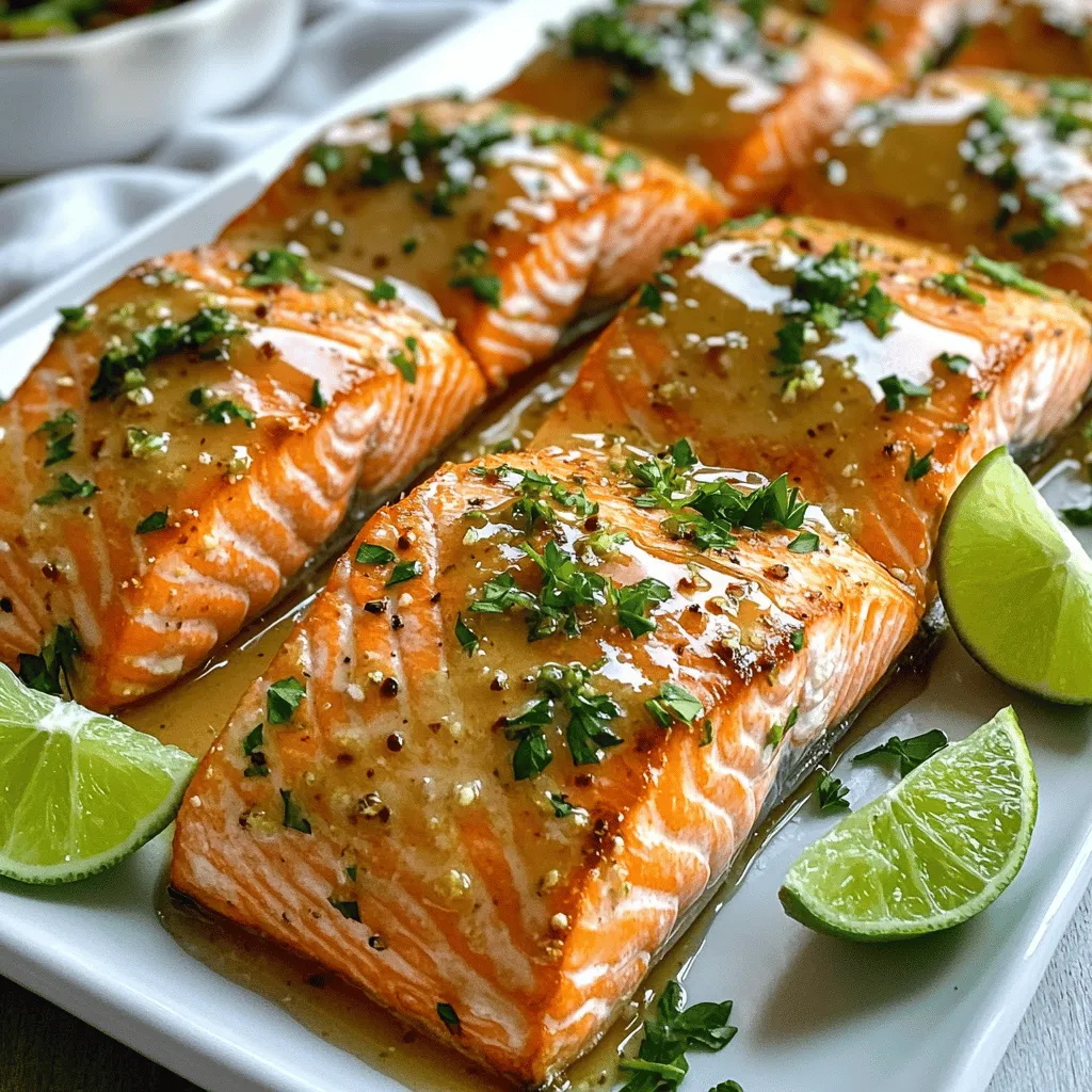 To make the best honey-lime garlic butter baked salmon, you need fresh, quality ingredients. First, choose salmon fillets. I recommend using skin-on fillets for added flavor and moisture. Each fillet should weigh about 6 ounces.