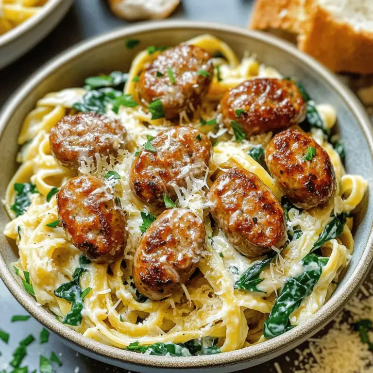 To make garlic butter sausage bites with creamy parmesan pasta, gather these simple ingredients: