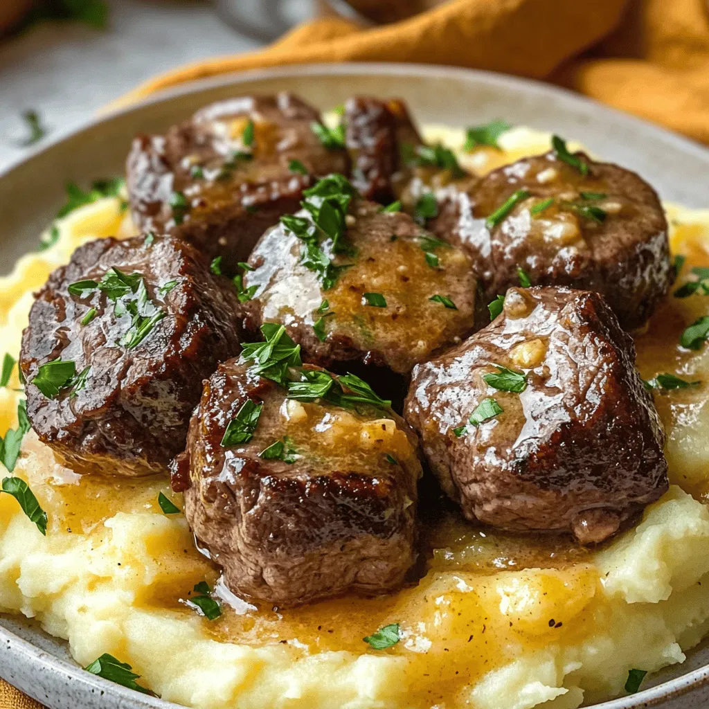 For this garlic butter steak bites recipe, you need simple and fresh ingredients. Start with 1 pound of sirloin steak, cut into bite-sized pieces. Sirloin is the best steak for bites due to its flavor and tenderness. You will also need three tablespoons of unsalted butter, divided for the dish. Fresh garlic is key, so grab four cloves, minced. Fresh thyme adds great taste; use a teaspoon of fresh leaves or half a teaspoon of dried. Don’t forget salt and pepper to taste.