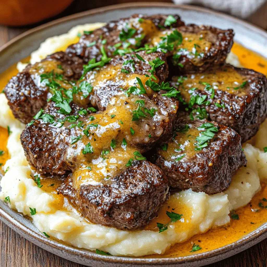 For this garlic butter steak bites recipe, you need simple and fresh ingredients. Start with 1 pound of sirloin steak, cut into bite-sized pieces. Sirloin is the best steak for bites due to its flavor and tenderness. You will also need three tablespoons of unsalted butter, divided for the dish. Fresh garlic is key, so grab four cloves, minced. Fresh thyme adds great taste; use a teaspoon of fresh leaves or half a teaspoon of dried. Don’t forget salt and pepper to taste.