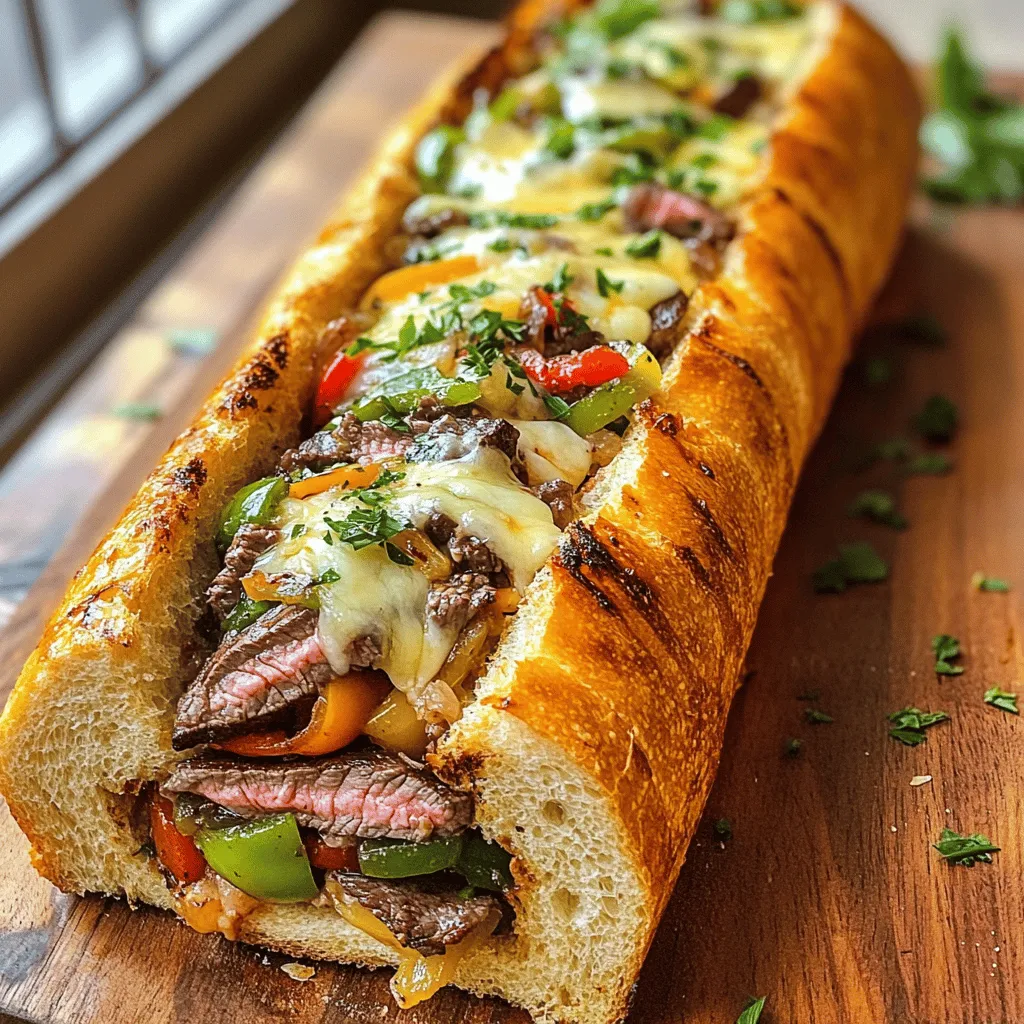 To make the best garlic cheesesteak bread, you need a few key items. First, get a large loaf of Italian bread or a French baguette. This bread has the right texture to hold the filling.