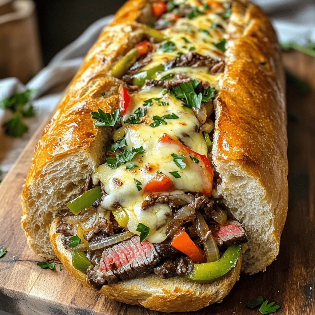 To make the best garlic cheesesteak bread, you need a few key items. First, get a large loaf of Italian bread or a French baguette. This bread has the right texture to hold the filling.