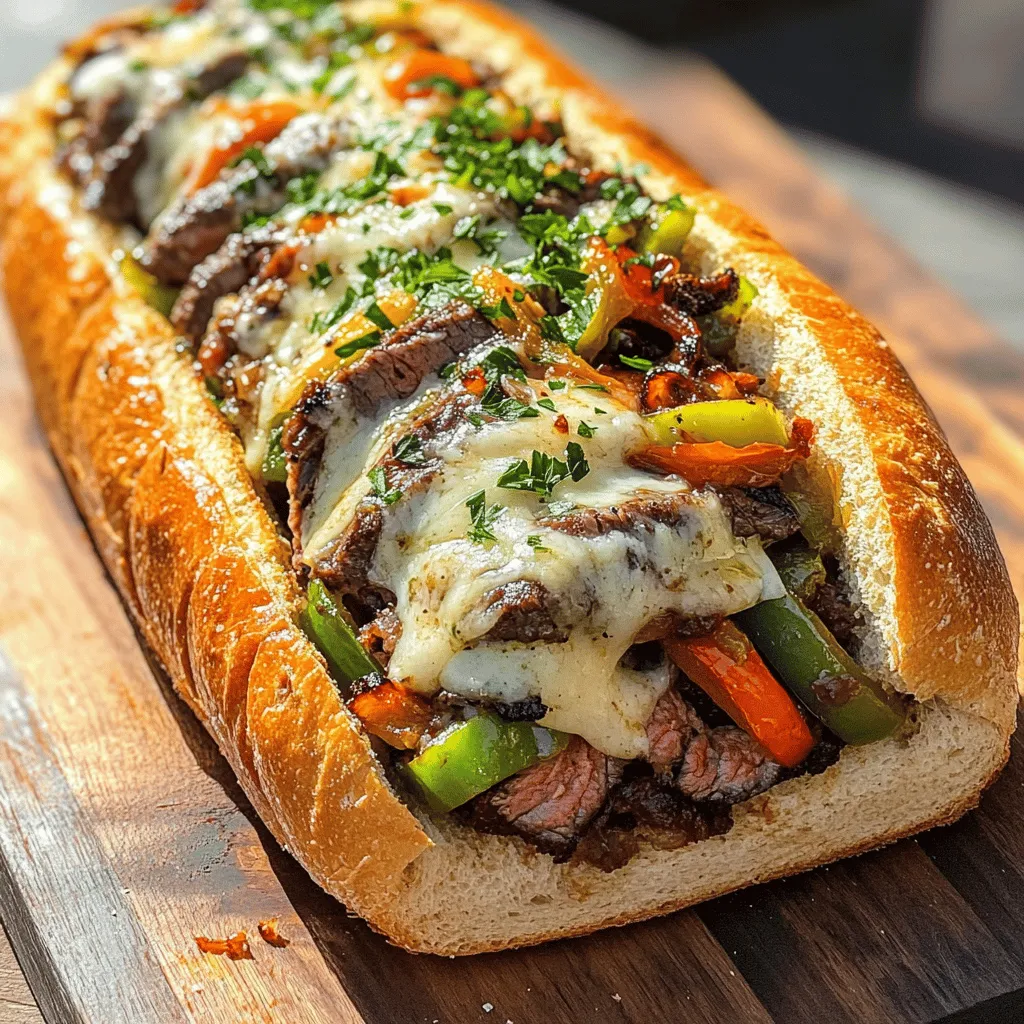 To make the best garlic cheesesteak bread, you need a few key items. First, get a large loaf of Italian bread or a French baguette. This bread has the right texture to hold the filling.