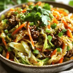 For a tasty low-carb cabbage and beef stir fry, you need fresh ingredients. The key item is green cabbage. It adds crunch and flavor while keeping carbs low. Ground beef is another must-have. I prefer 85% lean for great taste without too much fat.