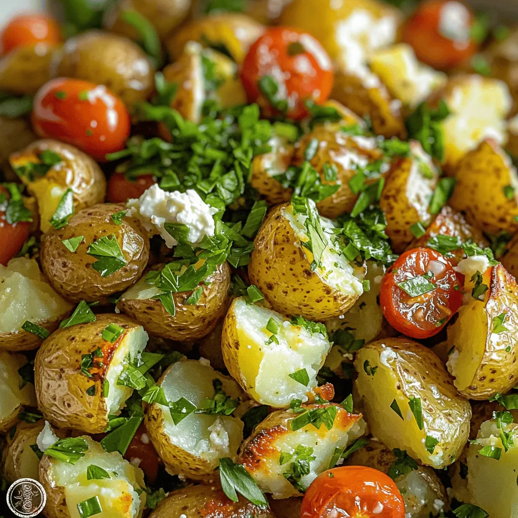 To make a crispy herb smashed potato salad, you need the right ingredients. Start with baby Yukon gold potatoes. They are small and creamy, making them perfect for this dish. You will need 1.5 pounds of these potatoes.