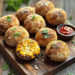 Garlic Parmesan cheeseburger bombs are tasty bites filled with beef and cheese. They combine ground beef, cream cheese, and cheddar cheese. I add garlic and Parmesan for a rich flavor. The dough is light and fluffy, making each bite a delight.