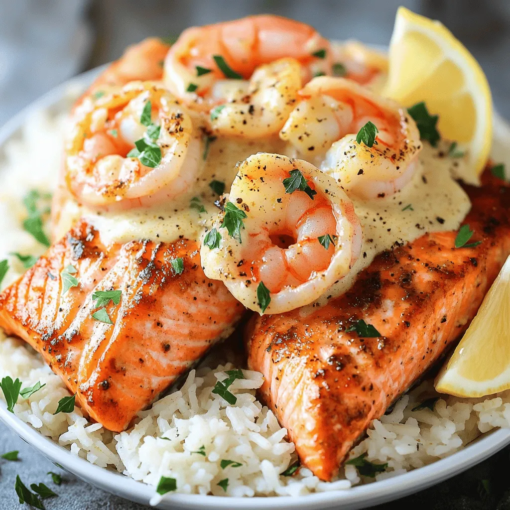 To make a great Cajun shrimp recipe, you need fresh ingredients. The key players in this dish are shrimp and salmon. I use one pound of shrimp, peeled and deveined, and two salmon fillets, around six ounces each. Cajun seasoning is a must; you need two tablespoons for that spicy kick.