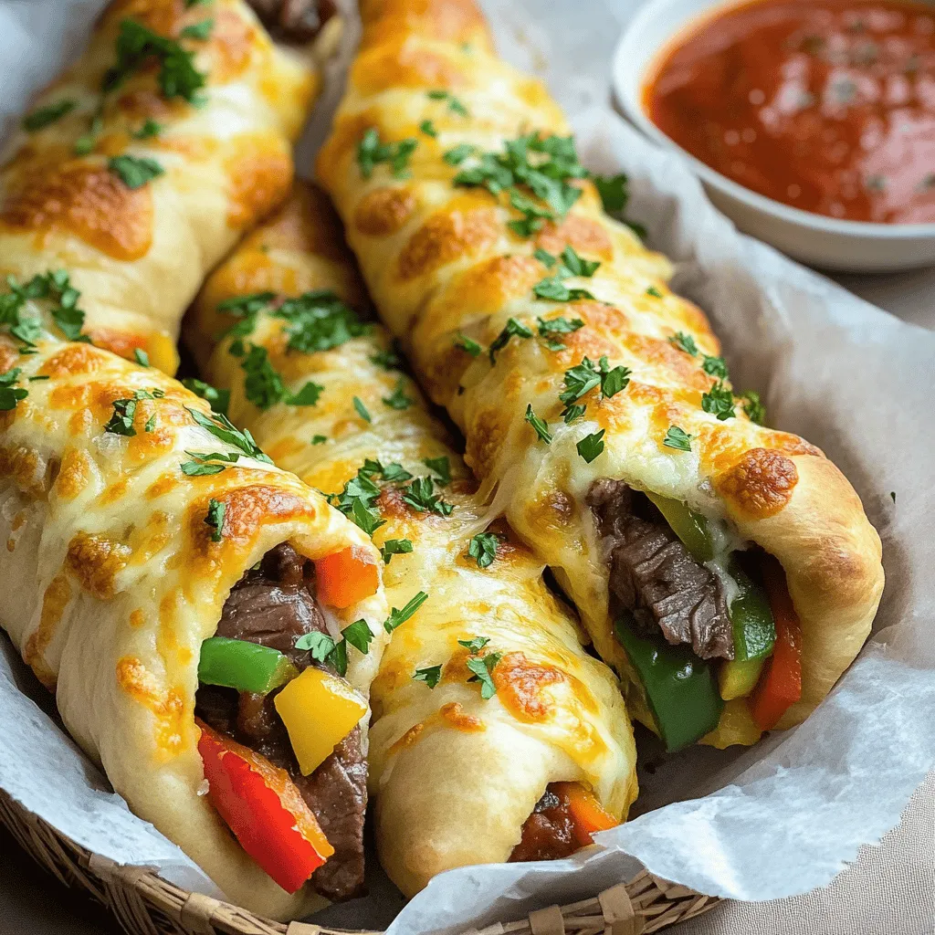 Making Philly cheesesteak stuffed cheesy breadsticks is fun and easy. You will need a few key ingredients.