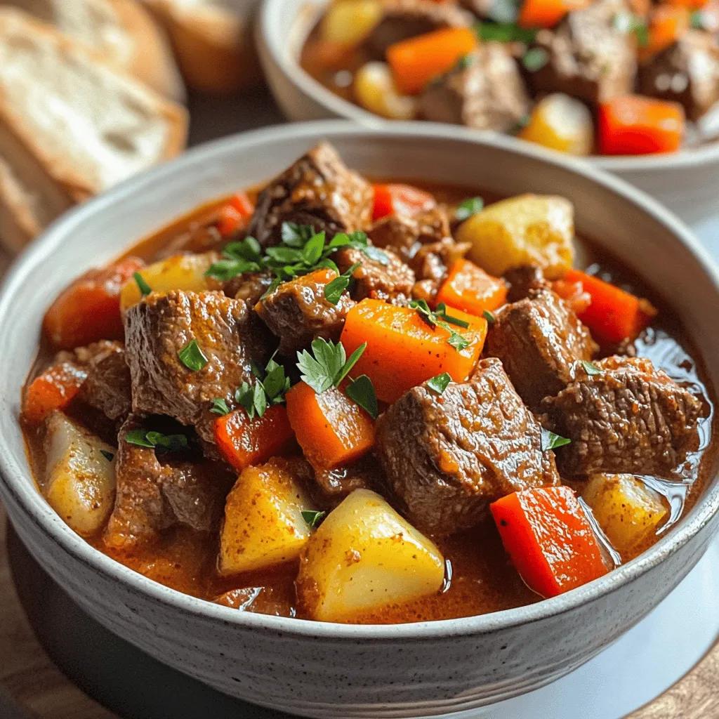 To make a true german goulash recipe, you need key ingredients. The base is beef chuck, cut into 1-inch cubes. This meat is tender and flavorful. I use about 2 pounds for a hearty dish.