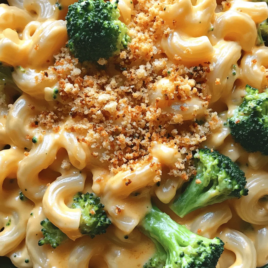 To make a great Broccoli Cheddar Mac and Cheese, you need: - 8 ounces elbow macaroni - 2 cups fresh broccoli florets - 2 tablespoons unsalted butter - 2 tablespoons all-purpose flour - 2 cups milk (whole or 2%) - 2 cups sharp cheddar cheese, grated - 1 teaspoon garlic powder - 1 teaspoon onion powder - 1/2 teaspoon mustard powder - Salt and pepper to taste - 1/2 cup breadcrumbs (optional, for topping) - 1/4 teaspoon smoked paprika (optional, for added flavor)