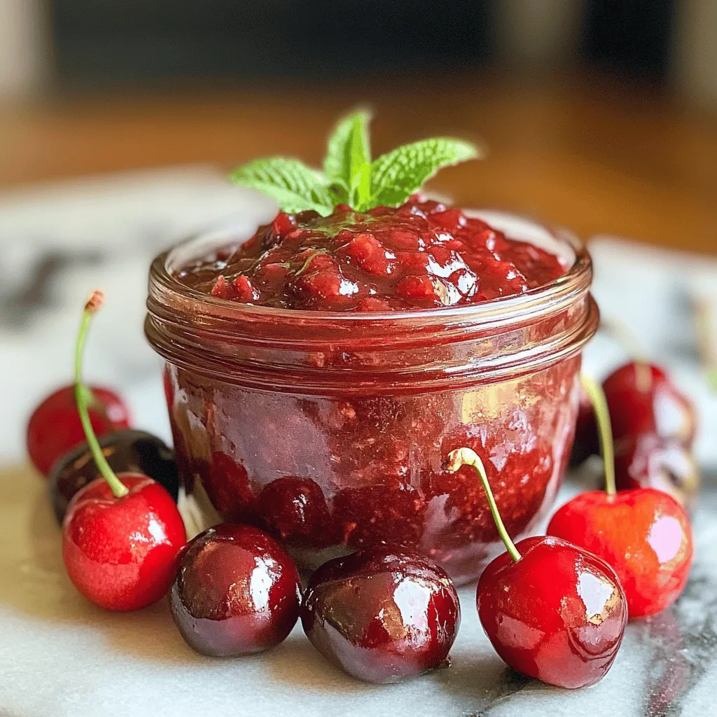 - 2 cups fresh or frozen pitted cherries - 1/2 cup sugar - 1 tablespoon lemon juice - 1 teaspoon vanilla extract - 1/2 cup water