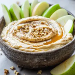 - 2 large apples (Granny Smith or your favorite variety), sliced - 1 cup caramel sauce (store-bought or homemade) - 1/2 cup cream cheese, softened - 1/4 cup powdered sugar - 1 teaspoon vanilla extract - 1/2 teaspoon cinnamon (optional) - Chopped nuts (optional, for topping) Tips for choosing the best apples Choose firm apples that are crisp. Granny Smith apples add a tart flavor. If you want sweetness, try Honeycrisp or Fuji apples. Recommended caramel sauce brands (store-bought options) Look for brands like Werther's or Smuckers for a rich caramel sauce. They save time and taste great. You can also make your own caramel for a fresh option. Substitutions for cream cheese (vegan options) If you want a vegan option, use coconut cream or cashew cream. Both give a creamy texture. They work well in this dip and keep it delicious. For the full recipe, check out the earlier section. First, wash your apples well. Rinse them under cool water to remove dirt. Next, slice the apples into wedges. Keep the skin on for more flavor and crispness. To remove the cores easily, use a small knife or an apple corer. This way, you get perfect slices to dip. In a medium bowl, combine softened cream cheese, powdered sugar, and vanilla extract. Make sure your cream cheese is at room temperature. This helps it blend smoothly. Use a hand mixer or a whisk to mix until the mixture is creamy. You want it to be light and fluffy. Now, pour the caramel sauce into the cream cheese base. If you like a little spice, add cinnamon here. Stir the mixture until it is well combined. It should look creamy and inviting. Transfer your dip to a serving bowl. For a fun touch, sprinkle chopped nuts on top. Arrange apple slices around the bowl for easy dipping. Enjoy this sweet treat! For the full recipe, see the above section. To make your caramel apple dip smooth and creamy, start with room temperature cream cheese. This helps blend the dip well. If your dip feels grainy, it might be due to not mixing enough. Use a hand mixer for a velvety texture. You can add a pinch of nutmeg or allspice for a warm twist. These spices can elevate the dip’s flavor and make it more exciting. If you want a unique taste, try adding a few drops of almond or coconut extract. This will give your dip a lovely depth. Serve your caramel apple dip with a variety of fruits. Apples are classic, but pears and bananas work great too. For snacks, pretzels or graham crackers add a nice crunch. If you're hosting, set up a dip station with different fruits and snacks. It’s fun for guests to mix and match! {{image_2}} You can add nuts for a nice crunch. Chopped walnuts or pecans work well. Just sprinkle them on top before serving. For more fun, try using chocolate chips or colorful sprinkles. These toppings add sweetness and visual flair. If you want a healthier dip, use Greek yogurt instead of cream cheese. This swap cuts fat and adds protein. You can also choose low-sugar caramel options. This way, you can enjoy the dip without all the sugar. To make your dip festive, add seasonal spices. Pumpkin spice is a great choice in the fall. You can also mix in a bit of cinnamon for warmth. This makes the dip perfect for holidays or cozy gatherings. To store your caramel apple dip, use an airtight container. Glass or plastic containers work well. This keeps the dip fresh and tasty. Store it in the fridge for up to three days. If you notice any change in smell or color, throw it out. Yes, you can freeze caramel apple dip. To freeze, put it in a freezer-safe container. Leave some space at the top, as it may expand. When ready to use, take it out and thaw it overnight in the fridge. Once thawed, stir it well before serving. To keep apples from browning, coat them with lemon juice right after slicing. It helps keep them crisp and fresh. For the best taste, eat the dip within a couple of days. Store it in the fridge and cover it well. This way, you’ll enjoy the full flavor of your caramel apple dip for longer! Yes, you can use store-bought caramel sauce. It saves time and is very easy. Many brands offer great flavors. However, homemade caramel tastes richer and fresher. If you want to impress, try making your own. If you don't have cream cheese, try Greek yogurt or sour cream. Both options add creaminess and tang. For a dairy-free version, use coconut cream or a vegan cream cheese. These swaps keep your dip delicious without losing texture. Caramel apple dip lasts about three to four days in the fridge. Look for signs of spoilage like an off smell or separation. If it looks or smells funny, it's best to toss it. Always store it in an airtight container to keep it fresh. Yes, you can make this dip ahead of time. Prepare it a day before your event. Store it in an airtight container in the fridge. Just remember to slice the apples fresh to keep them crisp and tasty. This blog post covers how to make a delicious caramel apple dip. We discussed ingredients, including different apple choices and variations for dietary needs. You learned step-by-step instructions for preparation, mixing, and serving. We also explored tips for perfect texture and flavor enhancements. In the end, this dip is simple and fun to make. It’s perfect for parties or a tasty treat at home. I hope you try it and enjoy every bite!