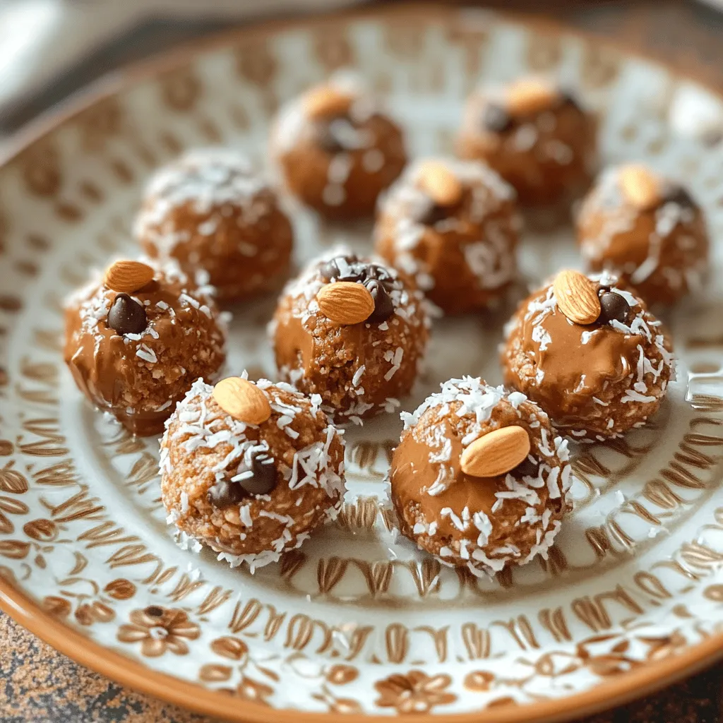 To make delicious Almond Joy Energy Bites, gather these simple ingredients: - 1 cup rolled oats - 1/2 cup unsweetened shredded coconut - 1/2 cup almond butter - 1/4 cup honey or maple syrup - 1/4 cup dark chocolate chips (dairy-free if desired) - 1/4 cup whole almonds - 1 tsp vanilla extract - 1/4 tsp sea salt These ingredients blend together to create a tasty snack. You can add more fun to your bites. Here are some optional ingredients: - Chopped dried fruit like raisins or apricots - A pinch of cinnamon for warmth - Different nut butters for a unique taste - Protein powder for an extra boost Feel free to mix and match to find your favorite twist! Each ingredient brings its own health benefits. Here’s what you can expect: - Rolled oats provide fiber and keep you full. - Shredded coconut offers healthy fats and helps with energy. - Almond butter is rich in protein and good for heart health. - Honey or maple syrup gives a natural sweetness and has antioxidants. - Dark chocolate chips add flavor and are good for your mood. - Whole almonds are packed with vitamins and help with brain function. These energy bites are not just tasty, they are a smart choice for snacks! To make Almond Joy Energy Bites, gather your ingredients first. You will need rolled oats, shredded coconut, almond butter, honey or maple syrup, dark chocolate chips, whole almonds, vanilla extract, and sea salt. This recipe is quick and easy. Prepare your workspace by clearing a counter or table. Start by mixing the rolled oats and shredded coconut in a large bowl. Stir them well to combine. In a separate bowl, mix the almond butter, honey or maple syrup, vanilla extract, and sea salt. Make sure this mixture is smooth. Next, pour the almond butter mix over the oats and coconut. Stir until everything is combined. Then, gently fold in the dark chocolate chips and whole almonds. This adds great flavor and texture to your bites. After mixing, chill the mixture in the refrigerator for about 15-20 minutes. This step makes it easier to handle. Once chilled, scoop out tablespoon-sized portions. Roll each portion into a ball with your hands. Place the energy bites on a tray lined with parchment paper. For the best results, refrigerate them for an additional 30 minutes. This helps them firm up nicely. Enjoy your Almond Joy Energy Bites for a tasty snack or a quick breakfast! To get the right texture for your Almond Joy Energy Bites, start with the right oats. Use rolled oats, not instant oats. They hold up better and give a nice chew. When mixing, make sure you blend the dry and wet ingredients well. This helps all the flavors mix evenly. After you chill the mixture, it becomes firm. This makes it easy to roll into perfect balls. You can boost the flavor of these bites with a few simple tweaks. Try adding a pinch of cinnamon for warmth. You can mix in some chopped dried fruit too, like raisins or cranberries. For a nutty twist, swap in some peanut butter instead of almond butter. If you like coconut, add extra shredded coconut for a more tropical taste. One common mistake is not chilling the mixture long enough. This step is key for rolling the bites. Another mistake is using too much liquid. If the mixture feels too wet, add more oats. Finally, don’t skip the salt. It brings out the other flavors. Following these tips will ensure your Almond Joy Energy Bites are a hit! Check out the Full Recipe for more details. {{image_2}} You can make these energy bites vegan by swapping honey for maple syrup. Almond butter is already vegan, so you’re set there. Just ensure your chocolate chips are dairy-free. This simple change makes a tasty treat for everyone. Vegan or not, you will love these bites. All the ingredients in Almond Joy Energy Bites can be gluten-free. Look for certified gluten-free oats to make sure. This way, you can enjoy them without worry. These bites are a great snack for those on a gluten-free diet. You can add different flavors to keep things fun. Try mixing in spices like cinnamon or nutmeg for warmth. Dried fruits like raisins or cranberries add sweetness and chewiness. You can even throw in some chia seeds for a health boost. Each tweak makes a unique version of these energy bites. Experiment and find your favorite! For the full recipe, check the earlier section. To keep your Almond Joy Energy Bites fresh, store them in an airtight container. This helps prevent them from drying out. You can place parchment paper between layers to avoid sticking. Store them at room temperature for a few days. If you want to keep them longer, refrigerating is best. Freezing is a great way to save your energy bites for later. First, place the energy bites in a single layer on a baking tray. Freeze them for about an hour. Once firm, transfer them to a freezer bag. Remove as much air as possible before sealing. They can last for up to three months in the freezer. In the fridge, Almond Joy Energy Bites can last about one week. Keep them in an airtight container to maintain freshness. If you notice any change in smell or texture, it’s best to toss them. Enjoy these bites as a quick snack or a fun breakfast option! For the full recipe, check the earlier section. Yes, you can use other nut butters. Peanut butter works well too. Sunflower seed butter is a great option for nut-free diets. Each nut butter gives a unique taste. Just make sure it is smooth and creamy. This helps the bites stick together well. These energy bites stay fresh for about a week in the fridge. They can last longer if you freeze them. In the freezer, they stay good for up to three months. Just make sure to store them in an airtight container. This keeps them from getting freezer burn. Yes, you can skip the chocolate chips. You might try adding dried fruit instead. Raisins or chopped dates give a nice sweetness. You can also add more nuts or seeds for crunch. Get creative with what you have on hand! For the full recipe, check the earlier section. You’ve learned how to make delicious Almond Joy Energy Bites. We covered every step, from key ingredients to storing your treats. Remember to experiment with flavors or try vegan and gluten-free options. Storing tips will help you keep them fresh, too. Final thoughts: these bites are fun to make and great for snacks. Enjoy the process, and share them with friends or family.