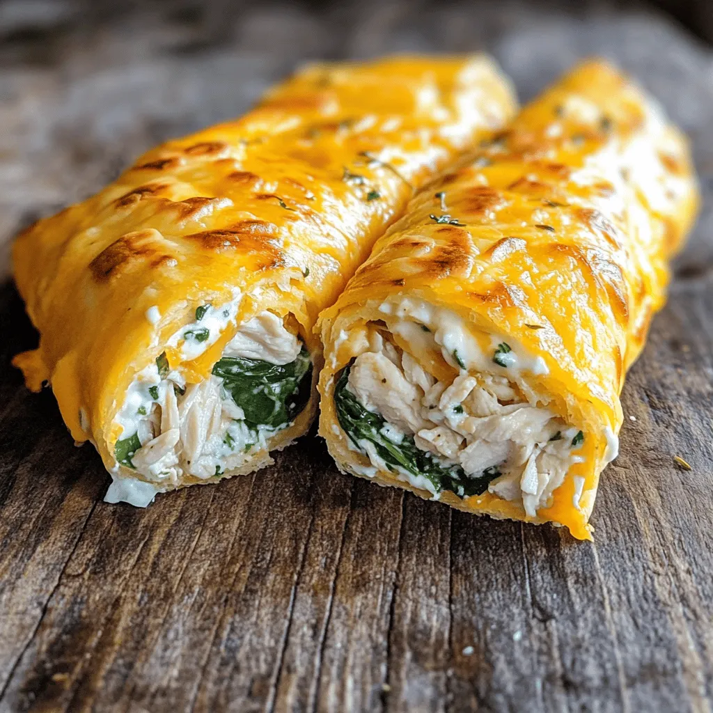 To make Cheesy Garlic Chicken Wraps, you need some key ingredients: - 2 cups cooked chicken, shredded - 1 cup cream cheese, softened - 1 cup shredded mozzarella cheese - 2 tablespoons garlic, minced - 1 teaspoon onion powder - 1 teaspoon dried Italian herbs (oregano, basil, or thyme) - 4 large flour tortillas - 1 cup spinach or arugula - Salt and pepper to taste - 1 tablespoon olive oil