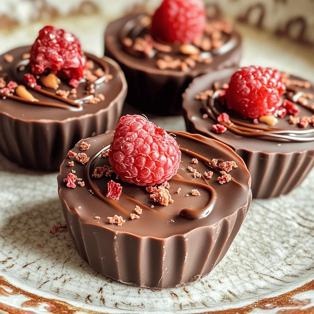 To make these tasty chocolate raspberry peanut butter cups, you will need: - 1 cup dark chocolate chips (preferably 70% cocoa) - 1/2 cup smooth peanut butter - 1/4 cup powdered sugar - 1/2 cup fresh raspberries - 2 tablespoons coconut oil - 1/4 teaspoon sea salt - Mini cupcake liners