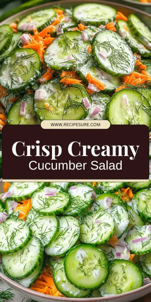 Dive into the refreshing taste of my Creamy Cucumber and Carrot Salad, a perfect dish for any meal! This easy-to-make salad combines crisp cucumbers and grated carrots with a creamy yogurt dressing, making it both delicious and nutritious. Ideal for lunches, dinners, or picnics, it's customizable with various add-ins to suit your taste. Click through to explore the full recipe and bring this vibrant salad to your table today!