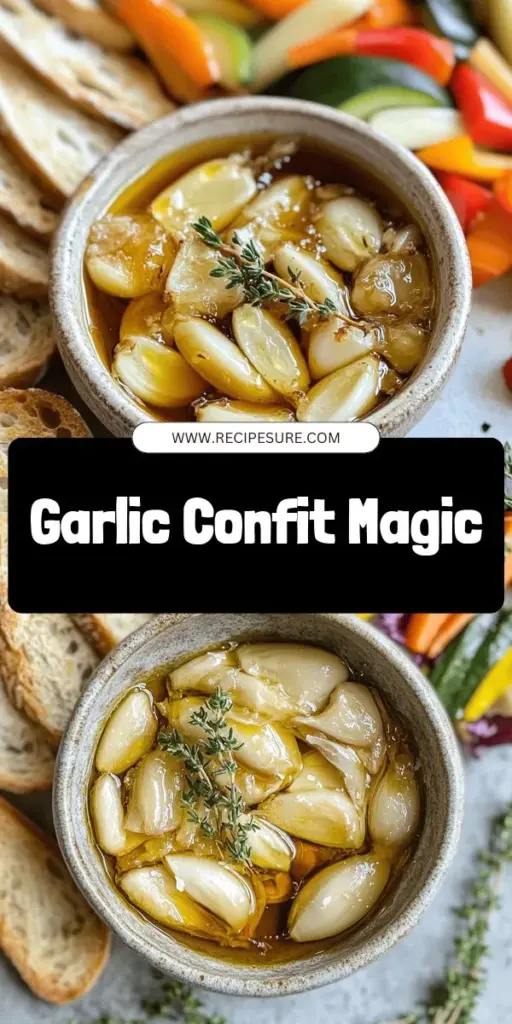 Elevate your meals with delicious garlic confit, a simple yet transformative appetizer! This dish turns garlic into a sweet, rich delight that enhances any bread, dip, or topping. Learn how to make this easy recipe using just garlic and olive oil for incredible flavor. Discover tips for storage and serving to impress your guests. Click through to explore the full recipe and unleash the magic of garlic confit in your cooking!