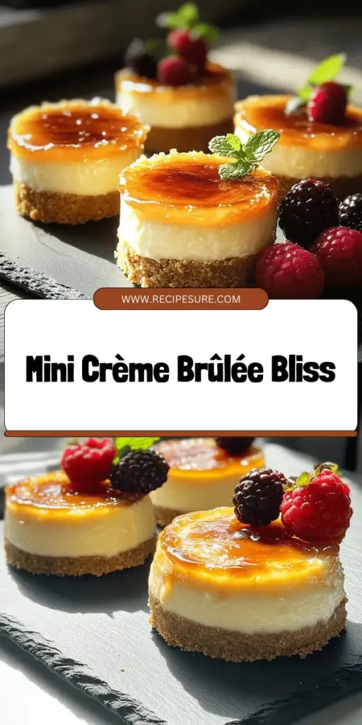 Indulge your sweet tooth with these easy Mini Crème Brûlée Cheesecakes! Perfect for any gathering, these delightful bite-sized desserts feature a creamy cheesecake filling and a crunchy caramel topping that will wow your guests. Discover the simple steps to create this irresistible treat that combines rich flavors with minimal effort. Click to explore the full recipe and impress everyone with your baking skills!