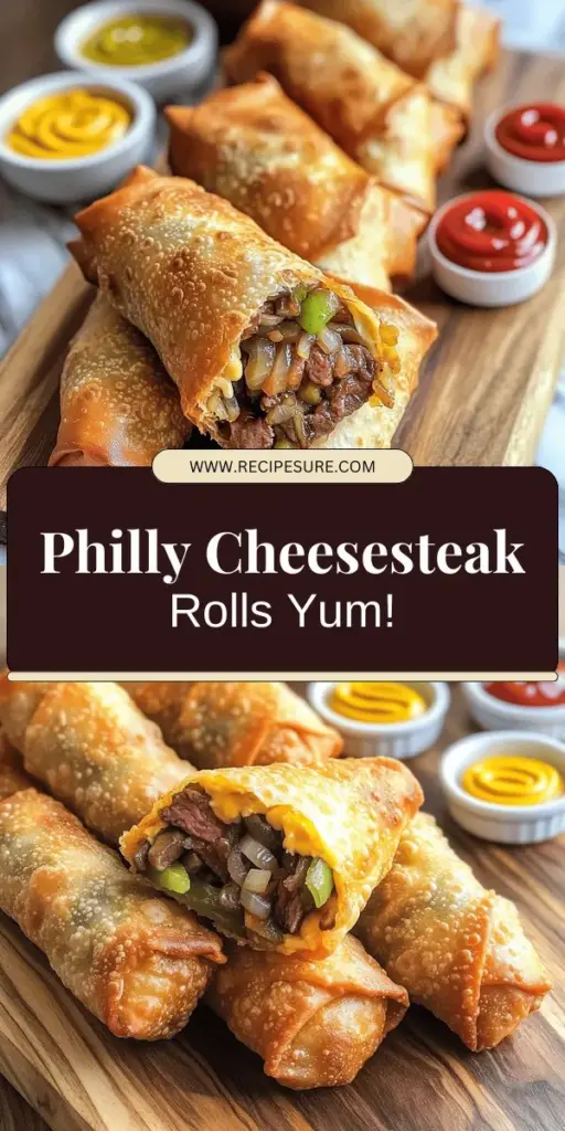 Satisfy your snack cravings with these Philly Cheesesteak Egg Rolls! This easy recipe features tender steak, savory veggies, and gooey cheese wrapped in crispy egg roll wrappers. Perfect for game nights or casual get-togethers, these crowd-pleasers are simple to make and bursting with flavor. Ready to impress? Click through to explore the full recipe and learn how to create this tasty treat from scratch! Enjoy every bite!