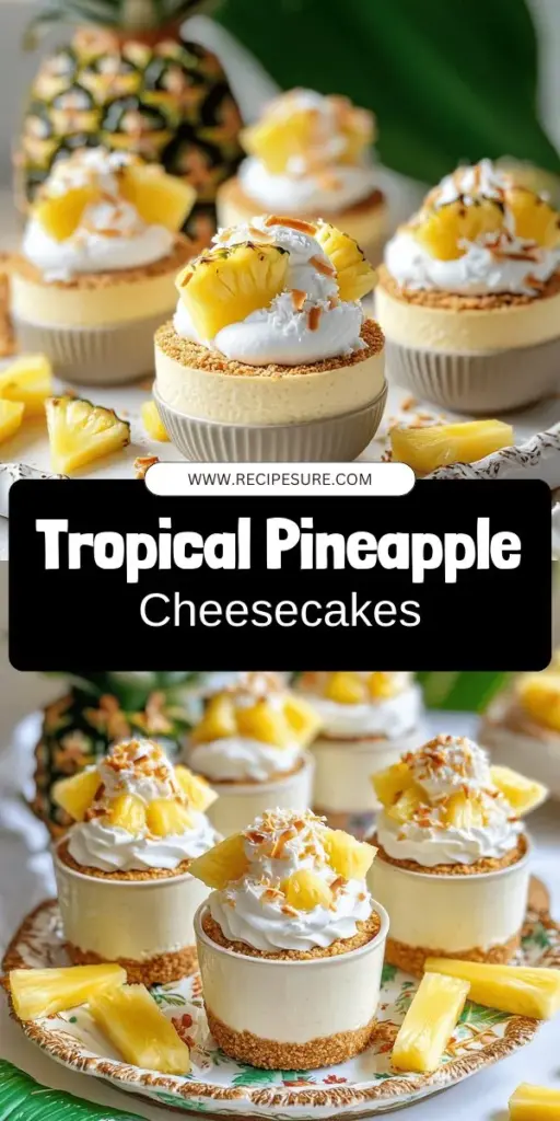 Satisfy your sweet cravings with these individual pineapple cheesecakes! This easy recipe combines a crunchy graham cracker crust with a creamy, tropical filling that's sure to impress. Perfect for gatherings or a delightful treat at home, these cheesecakes are simple to make and delicious to eat. Ready to wow your family and friends? Click through to discover the complete recipe and start baking these tasty treats today!