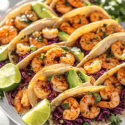 To make these tasty shrimp tacos, gather these main ingredients: - 1 lb (450g) shrimp, peeled and deveined - 3 tablespoons olive oil - 4 cloves garlic, minced - 1 teaspoon smoked paprika - 1 teaspoon chili powder - ½ teaspoon cayenne pepper (adjust to taste) - Salt and pepper to taste - 8 small corn tortillas - 1 cup red cabbage, shredded - 1 avocado, sliced - Fresh cilantro, chopped (for garnish) - Lime wedges (for serving) - ½ cup sour cream or Greek yogurt (optional) These items come together to create a flavorful dish. The shrimp packs a punch with garlic and spices. The cabbage adds a nice crunch, while avocado brings creaminess. You can jazz up your tacos with these optional ingredients: - Extra lime wedges - Sliced jalapeños for heat - Diced tomatoes for freshness - Queso fresco for a cheesy touch These add-ons allow you to tailor your meal. Feel free to mix and match based on your taste. Here are some tools to make cooking easier: - Large mixing bowl for marinating - Large skillet for cooking shrimp - Spatula for flipping shrimp - Tongs for assembling tacos - Serving platter for presentation Using the right tools helps make the process smooth. Enjoy the cooking journey as you prepare your spicy garlic shrimp tacos! For the complete recipe, check out the [Full Recipe]. Start by mixing the shrimp with olive oil, garlic, smoked paprika, chili powder, cayenne pepper, salt, and pepper. Use a big bowl so you have space to toss the shrimp. Make sure each shrimp gets coated well. This will add a lot of flavor. Let the shrimp sit for at least 15 minutes. This time helps the shrimp soak in the spices. Heat a large skillet on medium-high heat. Once it’s hot, add the shrimp in a single layer. Cook the shrimp for about 2-3 minutes on each side. You want them to turn pink and opaque. Be careful not to cook them too long. Overcooked shrimp can get rubbery. Keep an eye on them! Warm the corn tortillas in a dry skillet for about 30 seconds on each side. You can also wrap them in foil and heat them in the oven. Once the tortillas are warm, it’s time to build your tacos. Place some shredded red cabbage on a tortilla. Add a few pieces of the spicy garlic shrimp next. Top it off with slices of avocado. Don’t forget to sprinkle fresh cilantro on top! A squeeze of lime juice adds a nice zing. If you like, drizzle some sour cream or Greek yogurt for creaminess. For the full recipe, check out the details above. Enjoy your tasty tacos! To cook shrimp just right, heat your skillet on medium-high. Add the marinated shrimp in a single layer. Cook them for about 2-3 minutes on each side. When they turn pink and opaque, they’re done. Avoid overcooking, as shrimp can become rubbery. You want them tender and juicy for the best tacos. Marinating shrimp adds great flavor. Combine olive oil, garlic, and spices in a bowl. Toss the shrimp until well coated. Let them sit for at least 15 minutes. This step allows the shrimp to soak up all those tasty flavors. For a kick, adjust the cayenne pepper to your liking. Warming tortillas is key for soft tacos. You can heat them in two ways. First, use a dry skillet over medium heat. Warm each tortilla for about 30 seconds on both sides. Second, wrap tortillas in foil and place them in a preheated oven. This method keeps them warm and soft. Choose the method that fits your time and style. For the full recipe, check out the Spicy Garlic Shrimp Tacos section! {{image_2}} You can easily switch up the main protein in these tacos. Instead of shrimp, try chicken. Just cut it into small pieces and marinate like you would with shrimp. You can also use fish, like tilapia or cod, for a lighter taste. For a heartier option, beef can work well, too. Just use thin strips and cook them quickly. Each protein brings a unique flavor, and you can find your favorite. If you want a plant-based option, tofu is a great choice. Press it to remove extra water, then cube it. Marinate it just like the shrimp. You can also use tempeh, which adds a wonderful nutty taste. For a fun twist, try jackfruit. It mimics the texture of meat and absorbs flavors well. These options are tasty and keep your meal plant-friendly. Adjust the spice levels to fit your taste. If you want it milder, reduce the cayenne pepper. For more heat, add sliced jalapeños or extra chili powder. You can also mix in fresh herbs, like dill or parsley, for a fresh kick. A splash of hot sauce can elevate the flavor, too. Try different combinations to find your perfect balance. For the full recipe, check out the Spicy Garlic Shrimp Tacos section above. To keep your spicy garlic shrimp tacos fresh, store leftovers in an airtight container. Make sure the shrimp and toppings are separate. This way, the tortillas won’t get soggy. You can keep them in the fridge for up to two days. For best taste, eat them soon after making. Reheating shrimp tacos can be easy. First, warm the shrimp in a skillet over low heat. Stir gently until they are hot. For the tortillas, you can heat them in a dry skillet for about 30 seconds on each side. This keeps them soft. Avoid microwaving, as it can make them tough. If you want to meal prep, freezing shrimp tacos is a great option. Cook the shrimp and let it cool completely. Place the shrimp in a freezer-safe bag. Remove as much air as possible. You can freeze the shrimp for up to three months. Just remember to thaw it in the fridge overnight before cooking. This method helps preserve the flavor and texture. For a full recipe to enjoy, check out the Spicy Garlic Shrimp Tacos recipe. You can use Greek yogurt as a great substitute for sour cream. It gives a similar taste and creamy texture. If you want a dairy-free option, try using cashew cream or coconut yogurt. Both are tasty choices and keep the tacos creamy. Leftovers can stay fresh in the fridge for up to two days. Make sure to store the shrimp and tortillas separately. This helps keep everything from getting soggy. When you reheat, do it gently to avoid overcooking the shrimp. Yes, you can prepare the shrimp and toppings in advance. Marinate the shrimp and store it in the fridge for up to 24 hours. You can also chop the cabbage and slice the avocado ahead of time. Just hold off on assembling the tacos until you are ready to serve. Check out the Full Recipe for more tips! In this post, I showed you how to make spicy garlic shrimp tacos. We covered the key ingredients, preparation steps, and helpful tips. You learned about variations, storage, and common questions. These tacos are easy to make and can fit any taste. Whether you’re cooking for friends or just for you, this dish shines. Enjoy the bold flavors and customize them as you like. Happy cooking!