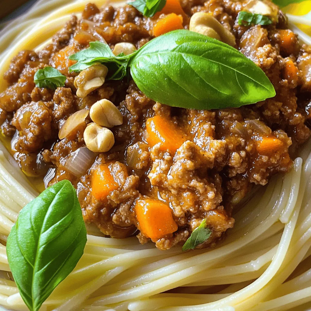 To make a great Walnut Bolognese, you need a few key ingredients. Here’s what you should gather: - 2 cups walnuts, finely chopped - 1 medium onion, diced - 2 cloves garlic, minced - 2 medium carrots, diced - 2 celery stalks, diced - 1 can (14 oz) crushed tomatoes - 2 tablespoons tomato paste - 1 cup vegetable broth - 1 teaspoon dried oregano - 1 teaspoon dried basil - 3 tablespoons olive oil - Salt and pepper to taste - 12 oz spaghetti or your favorite pasta