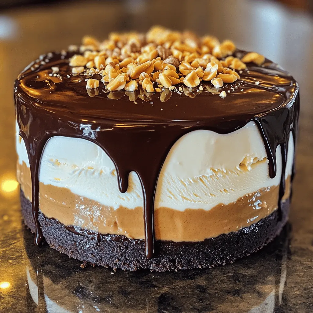 - 1 pre-made chocolate cookie crust - 2 cups vanilla ice cream, softened - 1 cup creamy peanut butter - 1 cup powdered sugar - 1 cup heavy cream - 1 cup semi-sweet chocolate chips - 2 tablespoons unsweetened cocoa powder - 1 teaspoon vanilla extract - Pinch of salt - Crushed peanuts for topping (optional)