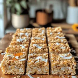 To make nut-free granola bars, gather these simple ingredients: - 2 cups rolled oats - 1 cup puffed rice cereal - 1 cup sunflower seeds - 1/2 cup unsweetened coconut flakes - 1/2 cup honey or maple syrup - 1/4 cup unsweetened applesauce - 1/4 cup coconut oil, melted - 1 teaspoon vanilla extract - 1/2 teaspoon cinnamon - 1/4 teaspoon salt - Optional: 1/2 cup dried fruit (like cranberries or raisins) or chocolate chips These ingredients work together to create a chewy, satisfying snack. You can customize your granola bars with fun add-ins. Here are some ideas: - Seeds: Add pumpkin or chia seeds for extra crunch and nutrients. - Dried fruit: Use apricots, dates, or figs for a touch of sweetness. - Spices: Try nutmeg or ginger for a warm flavor boost. - Chocolate: Dark or white chocolate chips can make them extra special. Feel free to mix and match based on your taste! When selecting your ingredients, pay attention to quality. Here are some tips: - Oats: Choose certified gluten-free oats if you're avoiding gluten. - Seeds: Look for raw or lightly roasted sunflower seeds without added oils. - Sweeteners: Opt for pure honey or grade A maple syrup for the best flavor. - Coconut: Use unsweetened coconut flakes to avoid extra sugar. Quality ingredients lead to better flavor and texture in your bars. Enjoy the process of creating your nut-free delight! For the full recipe, check the detailed instructions above. Making nut-free granola bars is simple and fun. First, gather your ingredients. You will need rolled oats, puffed rice cereal, sunflower seeds, coconut flakes, honey or maple syrup, applesauce, coconut oil, vanilla, cinnamon, and salt. Optional dried fruits or chocolate chips can add sweetness. 1. Preheat your oven to 350°F (180°C). This helps the bars bake evenly. 2. Line an 8x8 inch baking pan with parchment paper. Leave some paper hanging over the edges. This makes it easy to lift out the bars later. 3. In a large bowl, mix the dry ingredients: rolled oats, puffed rice cereal, sunflower seeds, coconut flakes, and salt. Stir until well combined. 4. In another bowl, whisk together the wet ingredients: honey (or maple syrup), applesauce, melted coconut oil, vanilla extract, and cinnamon. Mix until smooth. 5. Pour the wet mixture over the dry ingredients. Stir until everything is coated well. 6. If you want, fold in dried fruit or chocolate chips. This adds extra flavor and fun. 7. Transfer the mixture to the prepared pan. Press it down firmly using a spatula. Make it even across the top. 8. Bake in the oven for about 20 minutes. Check for golden edges and a set center. 9. Remove from the oven and let it cool. Use the parchment paper to lift the granola out when it’s cool. 10. Cut into bars or squares. Store them in an airtight container for tasty snacks all week. Bake the granola bars at 350°F (180°C) for about 20 minutes. Keep an eye on them. They are ready when the edges turn golden and the center feels firm. This baking step is key for getting that perfect chewy texture. Enjoy your nut-free delight granola bars! For the complete list of ingredients, check the Full Recipe. To get the right texture, start with rolled oats. They provide a chewy base. Add puffed rice for a light crunch. If you want softer bars, use more applesauce. For a firmer texture, add less. Baking them longer will also make them crispier. Just watch carefully to avoid burning. Mix your dry ingredients first. This ensures even distribution. Then, combine your wet ingredients in a separate bowl. Pour the wet mix over the dry. Stir gently to coat everything. Don’t overmix; you want clumps for texture. Use a spatula to press the mixture into the pan. Make sure it’s even and packed tightly. You can change the flavors easily! Try adding spices like nutmeg or ginger. Want it sweeter? Mix in more honey or maple syrup. For a fruity taste, add dried fruit like cranberries or raisins. Chocolate chips also make it fun! Use your favorite flavors to make these bars yours. Check out the full recipe for more ideas! {{image_2}} You can change the taste of your nut-free granola bars easily. Try adding different flavors to keep things fun. For a tropical twist, mix in dried pineapple or banana chips. If you love spices, add a pinch of nutmeg or ginger for warmth. You can also experiment with different extracts like almond or coconut. Each choice can give new life to the same basic recipe. Choosing sweeteners can change your bars' flavor. Honey adds a floral note and rich sweetness. It's thick and sticky, which helps bind the ingredients. If you prefer a vegan option, maple syrup is a great choice. It has a more earthy flavor and is also sweet. Both work well, but start with the same amount. You can adjust to taste based on how sweet you want your bars. Adding seeds, fruits, and spices makes your granola bars more exciting. You can add chia seeds or pumpkin seeds for extra crunch and nutrients. Dried fruits like apricots, figs, or even raisins provide natural sweetness. For a bit of zing, consider adding a dash of cinnamon or cocoa powder. These small changes can turn your bars into a tasty treat that suits your taste. Get creative and have fun mixing! For the complete recipe, check the Nut-Free Delight Granola Bars. To keep your nut-free granola bars fresh, store them in an airtight container. This will help prevent them from drying out. I like to use a glass jar or a plastic container with a tight lid. If you have leftovers, make sure to separate layers with parchment paper. This way, they won’t stick together. When stored properly, these bars last about one week at room temperature. If you want them to stay fresh longer, place them in the fridge. They can last up to two weeks in the fridge. Always check for any signs of spoilage, like an off smell or mold, before eating. Freezing is a great way to store your granola bars for a long time. To freeze them, first cut the bars into pieces. Wrap each piece in plastic wrap or foil. Then place them in a freezer bag. Make sure to remove as much air as possible. They can last for up to three months in the freezer. When you're ready to eat one, just take it out and let it thaw at room temperature. Enjoy your tasty snack! Nut-free granola bars are snacks made without nuts. They often use oats, seeds, and dried fruits. These bars provide a crunchy, chewy texture. They are great for people with nut allergies. You can enjoy them as a healthy snack or breakfast. Nut-free granola bars are simple to make at home. My Nut-Free Delight Granola Bars recipe is a perfect example. To make these granola bars vegan, swap honey for maple syrup. Maple syrup gives sweetness without animal products. Ensure that the puffed rice cereal and other ingredients are also vegan. You can use unsweetened applesauce to add moisture. This way, you keep the flavor and texture while making it plant-based. Yes, you can substitute ingredients in this recipe. For example, swap sunflower seeds for pumpkin seeds. Use any seeds you like for extra crunch. You can also change the dried fruit, using raisins or apricots. If you prefer, use agave syrup instead of honey or maple syrup. Just make sure to keep the ratios the same. In this post, we explored how to make nut-free granola bars. We covered the right ingredients, preparation steps, and baking tips. You learned ways to control texture and customize flavors. We also discussed storage practices to keep your bars fresh. Experiment with add-ins and variations to find your perfect taste. These bars are tasty, easy to make, and healthy. Enjoy creating your own nut-free granola bars that satisfy you and your family!