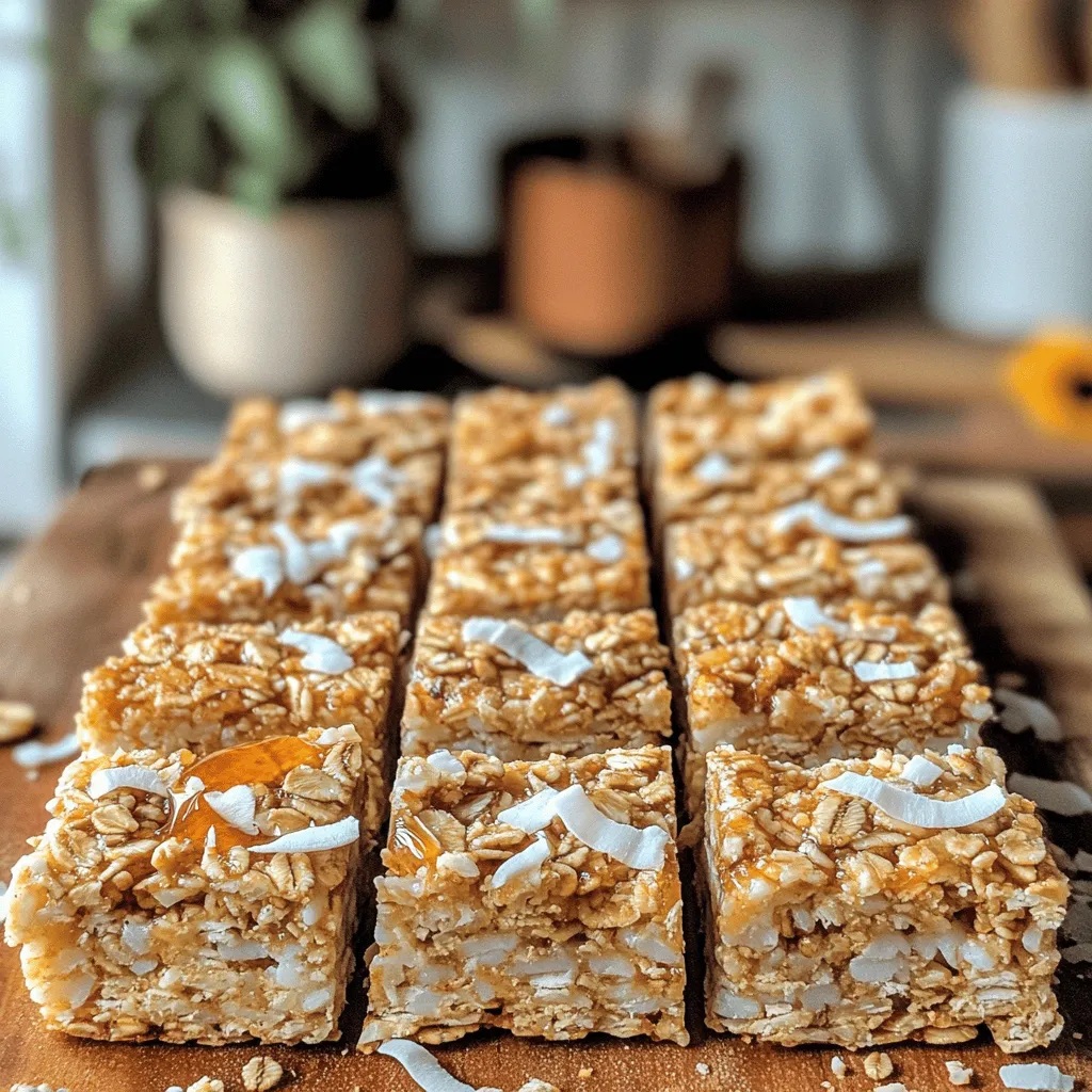 To make nut-free granola bars, gather these simple ingredients: - 2 cups rolled oats - 1 cup puffed rice cereal - 1 cup sunflower seeds - 1/2 cup unsweetened coconut flakes - 1/2 cup honey or maple syrup - 1/4 cup unsweetened applesauce - 1/4 cup coconut oil, melted - 1 teaspoon vanilla extract - 1/2 teaspoon cinnamon - 1/4 teaspoon salt - Optional: 1/2 cup dried fruit (like cranberries or raisins) or chocolate chips These ingredients work together to create a chewy, satisfying snack. You can customize your granola bars with fun add-ins. Here are some ideas: - Seeds: Add pumpkin or chia seeds for extra crunch and nutrients. - Dried fruit: Use apricots, dates, or figs for a touch of sweetness. - Spices: Try nutmeg or ginger for a warm flavor boost. - Chocolate: Dark or white chocolate chips can make them extra special. Feel free to mix and match based on your taste! When selecting your ingredients, pay attention to quality. Here are some tips: - Oats: Choose certified gluten-free oats if you're avoiding gluten. - Seeds: Look for raw or lightly roasted sunflower seeds without added oils. - Sweeteners: Opt for pure honey or grade A maple syrup for the best flavor. - Coconut: Use unsweetened coconut flakes to avoid extra sugar. Quality ingredients lead to better flavor and texture in your bars. Enjoy the process of creating your nut-free delight! For the full recipe, check the detailed instructions above. Making nut-free granola bars is simple and fun. First, gather your ingredients. You will need rolled oats, puffed rice cereal, sunflower seeds, coconut flakes, honey or maple syrup, applesauce, coconut oil, vanilla, cinnamon, and salt. Optional dried fruits or chocolate chips can add sweetness. 1. Preheat your oven to 350°F (180°C). This helps the bars bake evenly. 2. Line an 8x8 inch baking pan with parchment paper. Leave some paper hanging over the edges. This makes it easy to lift out the bars later. 3. In a large bowl, mix the dry ingredients: rolled oats, puffed rice cereal, sunflower seeds, coconut flakes, and salt. Stir until well combined. 4. In another bowl, whisk together the wet ingredients: honey (or maple syrup), applesauce, melted coconut oil, vanilla extract, and cinnamon. Mix until smooth. 5. Pour the wet mixture over the dry ingredients. Stir until everything is coated well. 6. If you want, fold in dried fruit or chocolate chips. This adds extra flavor and fun. 7. Transfer the mixture to the prepared pan. Press it down firmly using a spatula. Make it even across the top. 8. Bake in the oven for about 20 minutes. Check for golden edges and a set center. 9. Remove from the oven and let it cool. Use the parchment paper to lift the granola out when it’s cool. 10. Cut into bars or squares. Store them in an airtight container for tasty snacks all week. Bake the granola bars at 350°F (180°C) for about 20 minutes. Keep an eye on them. They are ready when the edges turn golden and the center feels firm. This baking step is key for getting that perfect chewy texture. Enjoy your nut-free delight granola bars! For the complete list of ingredients, check the Full Recipe. To get the right texture, start with rolled oats. They provide a chewy base. Add puffed rice for a light crunch. If you want softer bars, use more applesauce. For a firmer texture, add less. Baking them longer will also make them crispier. Just watch carefully to avoid burning. Mix your dry ingredients first. This ensures even distribution. Then, combine your wet ingredients in a separate bowl. Pour the wet mix over the dry. Stir gently to coat everything. Don’t overmix; you want clumps for texture. Use a spatula to press the mixture into the pan. Make sure it’s even and packed tightly. You can change the flavors easily! Try adding spices like nutmeg or ginger. Want it sweeter? Mix in more honey or maple syrup. For a fruity taste, add dried fruit like cranberries or raisins. Chocolate chips also make it fun! Use your favorite flavors to make these bars yours. Check out the full recipe for more ideas! {{image_2}} You can change the taste of your nut-free granola bars easily. Try adding different flavors to keep things fun. For a tropical twist, mix in dried pineapple or banana chips. If you love spices, add a pinch of nutmeg or ginger for warmth. You can also experiment with different extracts like almond or coconut. Each choice can give new life to the same basic recipe. Choosing sweeteners can change your bars' flavor. Honey adds a floral note and rich sweetness. It's thick and sticky, which helps bind the ingredients. If you prefer a vegan option, maple syrup is a great choice. It has a more earthy flavor and is also sweet. Both work well, but start with the same amount. You can adjust to taste based on how sweet you want your bars. Adding seeds, fruits, and spices makes your granola bars more exciting. You can add chia seeds or pumpkin seeds for extra crunch and nutrients. Dried fruits like apricots, figs, or even raisins provide natural sweetness. For a bit of zing, consider adding a dash of cinnamon or cocoa powder. These small changes can turn your bars into a tasty treat that suits your taste. Get creative and have fun mixing! For the complete recipe, check the Nut-Free Delight Granola Bars. To keep your nut-free granola bars fresh, store them in an airtight container. This will help prevent them from drying out. I like to use a glass jar or a plastic container with a tight lid. If you have leftovers, make sure to separate layers with parchment paper. This way, they won’t stick together. When stored properly, these bars last about one week at room temperature. If you want them to stay fresh longer, place them in the fridge. They can last up to two weeks in the fridge. Always check for any signs of spoilage, like an off smell or mold, before eating. Freezing is a great way to store your granola bars for a long time. To freeze them, first cut the bars into pieces. Wrap each piece in plastic wrap or foil. Then place them in a freezer bag. Make sure to remove as much air as possible. They can last for up to three months in the freezer. When you're ready to eat one, just take it out and let it thaw at room temperature. Enjoy your tasty snack! Nut-free granola bars are snacks made without nuts. They often use oats, seeds, and dried fruits. These bars provide a crunchy, chewy texture. They are great for people with nut allergies. You can enjoy them as a healthy snack or breakfast. Nut-free granola bars are simple to make at home. My Nut-Free Delight Granola Bars recipe is a perfect example. To make these granola bars vegan, swap honey for maple syrup. Maple syrup gives sweetness without animal products. Ensure that the puffed rice cereal and other ingredients are also vegan. You can use unsweetened applesauce to add moisture. This way, you keep the flavor and texture while making it plant-based. Yes, you can substitute ingredients in this recipe. For example, swap sunflower seeds for pumpkin seeds. Use any seeds you like for extra crunch. You can also change the dried fruit, using raisins or apricots. If you prefer, use agave syrup instead of honey or maple syrup. Just make sure to keep the ratios the same. In this post, we explored how to make nut-free granola bars. We covered the right ingredients, preparation steps, and baking tips. You learned ways to control texture and customize flavors. We also discussed storage practices to keep your bars fresh. Experiment with add-ins and variations to find your perfect taste. These bars are tasty, easy to make, and healthy. Enjoy creating your own nut-free granola bars that satisfy you and your family!
