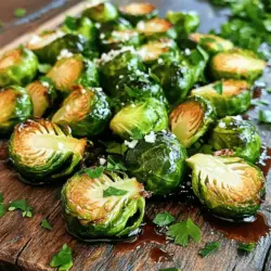 Here is what you need to make roasted Brussels sprouts with balsamic glaze: - 1 pound Brussels sprouts, trimmed and halved - 3 tablespoons olive oil - 1/4 cup balsamic vinegar - 2 tablespoons honey or maple syrup - 1 teaspoon garlic powder - 1/2 teaspoon red pepper flakes (optional) - Salt and pepper to taste - 1/4 cup shaved Parmesan cheese (optional) - Fresh parsley, chopped (for garnish) These ingredients come together to create a beautiful dish. The Brussels sprouts add a nutty flavor, while the balsamic glaze brings sweetness and tang. The honey or maple syrup enhances this flavor, making every bite delightful. If you like a little heat, toss in some red pepper flakes. The Parmesan cheese is optional but adds a creamy texture that many enjoy. With these ingredients ready, you're set for a tasty adventure in the kitchen. For the full recipe, check out the details above. Enjoy your cooking! - Preheat your oven to 400°F (200°C). This high heat helps to caramelize the sprouts. - Clean the Brussels sprouts under running water. Trim the ends and cut them in half. This makes them cook evenly. - In a large bowl, combine the Brussels sprouts, olive oil, balsamic vinegar, honey, garlic powder, red pepper flakes, salt, and pepper. - Toss the mixture well. You want every sprout to be coated in the tasty glaze. - Spread the Brussels sprouts in a single layer on a baking sheet lined with parchment paper. This helps with cleanup and prevents sticking. - Roast them for 20-25 minutes. Stir the sprouts halfway through. This ensures they cook evenly and caramelize nicely. - If you like cheese, sprinkle shaved Parmesan over the sprouts for the last five minutes. This adds a creamy touch to the dish. You can find the Full Recipe for more details and tips. To get crispy and tender Brussels sprouts, follow these steps: - Choose the right size: Select medium-sized Brussels sprouts. They cook evenly and brown nicely. - Cut them properly: Trim and halve each sprout. This helps them cook evenly and allows more surface area for caramelization. - Spread them out: Place the sprouts in a single layer on the baking sheet. This prevents steaming and promotes browning. - Stir halfway: Flip the Brussels sprouts halfway through roasting. This ensures all sides get that beautiful golden color. If you prefer them softer, you can roast them longer. Just keep an eye on them to avoid burning. Using fresh ingredients makes a big difference. Fresh Brussels sprouts have a sweeter taste and better texture. If you must use pre-packaged sprouts, check for firmness and color. Consider trying different vinegars for a new twist. Rice vinegar gives a milder flavor, while apple cider vinegar adds sweetness. You can mix vinegars too for unique flavors! Presentation can elevate your dish. Here are some fun ideas: - Garnish with cheese: Sprinkle shaved Parmesan cheese on top right after roasting. It adds a nice touch and richness. - Herbs for color: Fresh parsley or thyme adds beautiful color. Sprinkle it on right before serving. - Serve it stylishly: Use a white serving dish to make the colors pop. This way, the vibrant greens and dark balsamic glaze shine! These simple tricks will make your roasted Brussels sprouts look and taste amazing. For the full recipe, check out the instructions above. Enjoy your cooking! {{image_2}} You can make this dish even tastier. Try adding spices like smoked paprika or cumin. These spices give a warm flavor. You can also use fresh herbs, like thyme or rosemary, for a nice twist. Mixing in other veggies works too. Carrots or sweet potatoes roast well alongside Brussels sprouts. They add color and sweetness. This recipe is easy to adapt for everyone. For a vegan option, swap honey with maple syrup. It keeps the dish sweet and delicious. To make it gluten-free, ensure your balsamic vinegar is gluten-free. Most brands are, but it’s good to check. You can serve these Brussels sprouts with many main dishes. They pair well with chicken, steak, or fish. If you want a lighter option, serve them cold. Toss the roasted sprouts into a salad. Add some nuts or cheese for crunch and flavor. To keep your roasted Brussels sprouts fresh, store them in an airtight container. Place them in the fridge. They will last for about 3 to 4 days. If you want to freeze them, let them cool first. Then, pack them in a freezer bag. You can freeze them for up to 3 months. Just remember to label the bag with the date. When reheating, I suggest using the oven. Preheat it to 350°F (175°C). Spread the Brussels sprouts on a baking sheet. Heat them for about 10 to 15 minutes. This method helps keep them crispy. You can also use a microwave, but be careful. Microwaving can make them soggy. To avoid that, heat in short bursts and check often. Enjoy your delicious leftovers just as much as the first time! Roast Brussels sprouts for 20-25 minutes at 400°F (200°C). Stir them halfway through. This helps them cook evenly and get that nice brown color. Yes, you can use frozen Brussels sprouts. Thaw them first and pat them dry. Frozen sprouts might cook faster, so watch them closely. Fresh sprouts taste better, but frozen ones are handy. You can use red wine vinegar, apple cider vinegar, or even lemon juice. Each option gives a different flavor. If you want a sweet taste, try using a sweet red wine vinegar. Yes, this recipe works great for meal prep. Cook the Brussels sprouts and store them in an airtight container. They stay fresh for about 3-4 days in the fridge. Reheat them in the oven or microwave when you're ready to eat. For the best taste, enjoy them warm! You can find the full recipe here. In this blog post, I shared a simple and tasty way to make roasted Brussels sprouts. We covered the ingredients, preparation, roasting, and storage tips. You learned how to add great flavor and achieve perfect texture. Don’t forget to try variations to suit your taste. With these tips, you can enjoy a healthy dish that fits any meal. Get creative and make it your own!