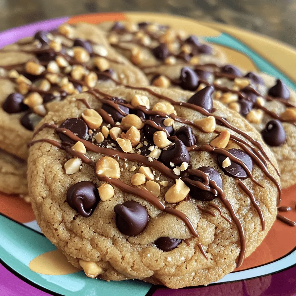 Creating peanut butter chocolate chip cookies is a joy. This recipe is simple and yields delicious results. You only need a few ingredients. Let's dive into what you need. - 1 cup creamy peanut butter - 1 cup brown sugar, packed - 1/2 cup granulated sugar - 1 large egg - 1 teaspoon vanilla extract - 1 teaspoon baking soda - 1/2 teaspoon salt - 1 cup semi-sweet chocolate chips - 1/2 cup chopped roasted peanuts (optional) These ingredients blend to form a rich and tasty cookie. Creamy peanut butter gives each bite a smooth texture. Brown sugar adds depth and sweetness. The egg helps bind everything, while the baking soda makes them rise. You can also add chopped peanuts for extra crunch. The semi-sweet chocolate chips bring a delightful sweetness that pairs wonderfully with the peanut butter. For the full recipe, follow the steps outlined in the recipe section. Happy baking! - Preheat oven to 350°F (175°C). - Line a baking sheet with parchment paper. Start by heating your oven. This step makes sure your cookies bake evenly. While it warms up, get your baking sheet ready. Parchment paper helps prevent sticking and makes cleanup easy. - Combine peanut butter and sugars. - Add egg and vanilla extract. In a big bowl, mix together the peanut butter, brown sugar, and granulated sugar. Use a whisk or mixer until it's smooth and creamy. Then, crack in the egg and pour in the vanilla extract. Beat this mixture until it looks nice and smooth. - Whisk together baking soda and salt. - Incorporate dry mixture into wet ingredients. In a different bowl, whisk the baking soda and salt. This adds a nice rise to your cookies. Gradually add this dry mix to your wet ingredients. Stir just until everything is combined. Don't over-mix; we want soft cookies! - Fold in chocolate chips and peanuts. Now comes the fun part! Gently fold in the chocolate chips and peanuts. This step adds a great crunch and sweetness to each bite. Make sure they spread evenly throughout the dough. - Scoop dough onto baking sheet. - Press each cookie with a fork to create a pattern. Using a cookie scoop or two spoons, scoop out the dough. Place the scoops about 2 inches apart on the baking sheet. Press down each cookie with a fork. This creates a lovely pattern and helps them bake evenly. - Bake for 10-12 minutes. - Cool on wire rack. Pop the baking sheet into the oven. Bake your cookies for about 10 to 12 minutes. They should look golden around the edges. The centers may seem a bit soft, but they will firm up. Once done, let them cool on the baking sheet for about 5 minutes. Then, transfer them to a wire rack to cool completely. For the full recipe, check out the complete guide on making these delicious cookies! To get the best cookie dough, mix until it feels thick and smooth. The dough should not be too dry or too wet. If it sticks to your hands, add a bit more flour. If it crumbles, add a splash of milk. To prevent cookies from spreading too much, chill the dough for 30 minutes before baking. This helps the butter firm up. Also, make sure to use parchment paper on your baking sheet. It keeps cookies from sticking and helps them bake evenly. If you need a gluten-free version, swap regular flour for almond or coconut flour. These options work well with peanut butter. Just remember to adjust the amount since they absorb moisture differently. For a vegan cookie, replace the egg with a flax egg. Mix one tablespoon of ground flaxseed with three tablespoons of water. Let it sit for five minutes until it thickens. This will help bind the dough just like an egg. For fun serving ideas, stack the cookies high on a colorful plate. This makes a great centerpiece for parties. You can also drizzle melted chocolate on top for extra flair. It adds a delicious touch that everyone will love. Try using white chocolate for a nice contrast. {{image_2}} If you want a nut-free cookie, try using sun butter. It has a similar creamy texture. You can also use soy nut butter or other spreads. These options give you great taste without nuts. They work well in the Full Recipe. You can change the chocolate in your cookies. Dark chocolate chips add a rich, bold flavor. White chocolate chips will make your cookies sweet and creamy. Both options make your cookies unique. You can mix and match to find your favorite taste! Want to add warmth to your cookies? Try adding a pinch of cinnamon or nutmeg. These spices bring a cozy feel to each bite. You can even experiment with a little vanilla or almond extract. This can turn your cookies into a flavor adventure! To keep your cookies fresh, use an airtight container. This keeps them soft and tasty. You can also freeze them for later. Just place them in a freezer bag or container. Make sure to label it with the date. This way, you can enjoy cookies later! At room temperature, these cookies last about one week. Keep them in a cool, dry place. If you freeze them, they can last for up to three months. Just remember to let them cool completely before you store them. To enjoy your cookies warm again, use the oven or microwave. Preheat your oven to 350°F (175°C). Place cookies on a baking sheet for about 5 minutes. If using a microwave, heat them for 10-15 seconds. This makes them soft and tasty again! For the full recipe, check out the recipe section above. Yes, you can freeze these cookies. Here’s how: - Allow cookies to cool completely. - Place them in a single layer on a baking sheet. - Freeze until firm, about one hour. - Transfer cookies to an airtight container or a freezer bag. - Label the bag with the date and type of cookie. To thaw, just leave them at room temperature for about 30 minutes. You can also microwave them for a few seconds. This keeps them soft and tasty. If you want a vegan option, there are great substitutes for eggs. Here are some choices: - Flaxseed meal: Mix 1 tablespoon of flaxseed meal with 2.5 tablespoons of water. Let it sit for 5 minutes before using. - Applesauce: Use 1/4 cup of applesauce for each egg. - Mashed bananas: 1/4 cup of mashed banana works too. These options help bind the ingredients and keep the cookies moist. Dry cookies can happen for a few reasons. Here’s what to check: - Too much flour: Make sure to measure flour correctly. Spoon it into the cup and level it off. - Overbaking: Keep an eye on the time. Cookies should be lightly golden at the edges but still soft in the middle. - Not enough fat: Ensure you use enough peanut butter. It adds moisture and flavor. If your cookies turn out dry, try adding a bit of milk to the dough next time. To get chewy cookies, follow these tips: - Use brown sugar: It has molasses, which keeps cookies moist. - Underbake slightly: Take them out when they look slightly underdone. They will firm up as they cool. - Add more peanut butter: A little extra peanut butter can enhance chewiness. These adjustments can help you achieve the perfect chewy texture. Enjoy your baking adventure! For the full recipe, check out the section above. We covered a fun and tasty peanut butter chocolate chip cookie recipe. You learned the ingredients and the easy steps to make them. Tips for perfect cookies helped you too. You can explore tasty variations and storage advice to keep them fresh. Remember, you can mix up ingredients to fit your needs. Now, you’re ready to bake some delicious cookies! Enjoy sharing them with friends or family. Happy baking!
