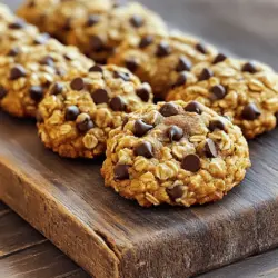 - 1 cup canned pumpkin puree - 1/2 cup unsalted butter, softened - 1/2 cup brown sugar, packed - 1/4 cup granulated sugar - 1 cup rolled oats - 1 cup all-purpose flour The main star here is the canned pumpkin puree. It gives the cookies their rich flavor and adds moisture. You can find it in any grocery store. The unsalted butter brings a creamy texture that makes each bite melt in your mouth. Mixing brown and granulated sugars enhances sweetness and adds depth. Rolled oats are essential for that chewy texture. They also make your cookies feel hearty. All-purpose flour binds everything together. It helps the cookies hold their shape as they bake. - Nuts (walnuts or pecans) - Dried fruit (cranberries or raisins) - Alternatives to chocolate chips You can make these cookies even better with add-ins. Nuts like walnuts or pecans add a nice crunch. Dried fruits such as cranberries or raisins bring a sweet and tangy twist. If you want to switch things up, try using white chocolate or butterscotch chips instead of semi-sweet chocolate chips. These options offer fun new flavors. For the full recipe, check the section below. - Prepping the baking sheet: Start by preheating your oven to 350°F (175°C). Line your baking sheet with parchment paper. This helps the cookies not stick. - Creaming the butter and sugars: In a large bowl, add the softened butter, brown sugar, and granulated sugar. Beat them together until the mix is light and fluffy. This takes about 2-3 minutes. - Combining the wet ingredients: Next, add the pumpkin puree, egg, and vanilla extract to the butter mix. Beat until everything is well combined. This adds moisture and flavor to your cookies. - Measuring and whisking the dry ingredients: In another bowl, measure out the rolled oats, flour, baking powder, baking soda, cinnamon, nutmeg, and salt. Whisk them together until they are well mixed. This helps to blend all the flavors evenly. - Adding dry to wet mixtures step-by-step: Gradually add the dry mix to the wet ingredients. Stir gently until just combined. Overmixing can make the cookies tough, so stop as soon as you see no dry flour. - Guidelines for scooping the dough: Use a tablespoon or a cookie scoop to drop the dough onto the prepared baking sheet. Space them about 2 inches apart. This gives them room to spread while baking. - Baking temperature and time: Bake the cookies for 12-15 minutes. Look for the edges to turn golden brown. The centers may still look soft, but that’s fine. They will firm up as they cool. - Cooling the cookies properly: Let the cookies cool on the baking sheet for about 5 minutes. Then, transfer them to a wire rack to cool completely. This helps keep them soft and chewy. For the complete recipe, feel free to refer to the Full Recipe. To make the perfect pumpkin oatmeal chocolate chip cookies, start with the right dough consistency. The dough should be soft but not too sticky. If it's too wet, add a little extra flour. If it feels dry, mix in a bit more pumpkin puree. This helps keep your cookies moist. When adding chocolate chips, fold them in gently. This ensures even distribution throughout the dough. You want every bite to have that sweet chocolate goodness. If your cookies come out too soft, they might need more time in the oven. Try adding an extra minute or two to the baking time. On the other hand, if they’re dry, your oven might run hot. Lower the temperature slightly next time and check for doneness sooner. Not all ovens bake the same way. If you notice uneven baking, consider rotating your baking sheet halfway through. This helps cookies bake evenly. These cookies taste great with a glass of cold milk or a warm cup of coffee. The rich pumpkin flavor pairs well with both drinks. For a lovely touch, serve cookies on a rustic wooden board. You can sprinkle some cinnamon on top or drizzle melted chocolate for extra flair. This makes for a beautiful presentation that impresses friends and family. For the full recipe, check out the main article! {{image_2}} If you want gluten-free pumpkin oatmeal chocolate chip cookies, swap all-purpose flour for a gluten-free blend. Many brands work well in cookies. Ensure all other ingredients are gluten-free too. For vegan-friendly substitutions, use a flax egg instead of the large egg. Mix 1 tablespoon of ground flaxseed with 3 tablespoons of water. Let it sit for a few minutes to thicken. Also, choose vegan butter or coconut oil to replace the unsalted butter. These changes keep the flavor while meeting dietary needs. To make your cookies stand out, think about adding spices. A little ground ginger or allspice can give them a warm kick. Just a pinch can make a big difference! You can also use flavored chips. Instead of semi-sweet chocolate chips, try white chocolate or butterscotch chips. These can add a sweet twist to the cookies and make them extra fun. If you want to create smaller bite-sized cookies, simply scoop a smaller amount of dough onto the baking sheet. This keeps the baking time the same, but check them a minute or two earlier. If you want a larger batch, just double the ingredients. This way, you can enjoy more cookies or share them with friends. You can find the Full Recipe to follow these adjustments easily and enjoy delicious cookies! To keep your Pumpkin Oatmeal Chocolate Chip Cookies fresh, store them in an airtight container. This helps keep them soft and chewy. You can place a slice of bread in the container. This adds moisture and helps keep the cookies from drying out. If you want to save some for later, freeze them. Just place the cookies in a freezer-safe bag. They will stay good for up to three months in the freezer. To enjoy your cookies warm again, use the oven or microwave. For the oven, preheat it to 350°F (175°C). Place the cookies on a baking sheet for about 5 minutes. This keeps them soft and tasty. For the microwave, heat them for about 10-15 seconds. Just be careful not to overheat them, or they may become hard. Enjoy your cookies fresh and warm! If you want to see the full recipe, check it out [here](link). Can I use fresh pumpkin instead of canned? Yes, you can use fresh pumpkin. Just cook and puree it first. Make sure it is smooth and not too watery. How can I make these cookies healthier? You can use whole wheat flour instead of all-purpose flour. You may also reduce sugar or add nuts and seeds for extra nutrients. Can I freeze the cookie dough? Absolutely! You can freeze the dough before baking. Just scoop it onto a sheet, freeze, and then store in a bag. How long do these cookies last? These cookies stay fresh for about a week in an airtight container. They also freeze well for up to three months. What’s the best way to measure flour? Use a spoon to fluff up the flour in the bag. Then, scoop it into a measuring cup and level it off with a knife. How do I prevent cookies from spreading? Chill the dough before baking. This helps the cookies keep their shape while baking. Can I use substitutes for butter? Yes, you can use coconut oil or applesauce instead of butter. This will change the flavor and texture a bit, but it works well. For the complete recipe, check out the Full Recipe section. This blog post covered all you need to make delicious pumpkin oatmeal chocolate chip cookies. We discussed key ingredients, optional add-ins, and the precise steps to create the perfect batch. You also learned helpful tips for troubleshooting common problems and ways to enhance flavors. For storage, proper tips ensure your cookies stay fresh longer. With these simple methods, you can bake and enjoy cookies that everyone loves. Now, get in the kitchen and start experimenting with these tasty ideas!
