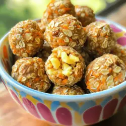 When making Carrot Cake Energy Bites, you need simple and fresh ingredients. Here’s what you will need: - 1 cup rolled oats - 1 cup grated carrots (about 2 medium carrots) - 1/2 cup almond butter (or peanut butter) - 1/4 cup honey or maple syrup - 1/4 cup crushed pineapple, drained - 1/2 teaspoon cinnamon - 1/4 teaspoon nutmeg - 1/4 teaspoon ginger powder - 1/2 cup chopped walnuts (optional) - 1/4 cup raisins or golden raisins (optional) These ingredients blend together to create a tasty and nutritious snack. The rolled oats give fiber and energy. Grated carrots add sweetness and moisture. Almond or peanut butter adds creaminess and protein. Honey or maple syrup provides natural sweetness. Crushed pineapple gives a tropical twist. The spices like cinnamon, nutmeg, and ginger create that classic carrot cake flavor. You can change this recipe by adding nuts or raisins if you like. These bites are not only easy to make but also fun to eat. For the full recipe, check the section above. To make carrot cake energy bites, start by getting all your ingredients ready. Gather a large mixing bowl and a spatula. This recipe is simple and quick. You will need about 15 minutes to prep. Once you combine everything, you will chill the bites for 30 minutes. This helps them firm up nicely. In your large mixing bowl, add the rolled oats and grated carrots. Then, pour in the almond butter and honey or maple syrup. Stir these ingredients until they blend well. Next, add the crushed pineapple, cinnamon, nutmeg, and ginger powder. Make sure to mix thoroughly. If you want some crunch, fold in chopped walnuts and raisins at this point. This step adds great texture and flavor. Now it’s time to form the energy bites. Use your hands to scoop the mixture and roll it into small balls. Each ball should be about 1 inch wide. If the mixture sticks to your hands, wet them slightly. This makes it easier to shape. Once all the bites are formed, place them on a parchment-lined baking sheet. Next, refrigerate them for at least 30 minutes. This helps the bites hold their shape. After chilling, transfer them to an airtight container. They can stay fresh in the fridge for up to a week. Check out the Full Recipe for more details! To get the best texture in your energy bites, you might need to adjust the moisture. If your mixture feels too dry, add more nut butter. Almond butter works great, but peanut butter adds a nice twist. Start with a tablespoon at a time until you find the right balance. This keeps your bites soft yet firm. Storing your energy bites properly helps them stay fresh. Use an airtight container to keep out air. Glass containers work well, but plastic ones are great too. You can also use wax paper to separate layers. This way, they won’t stick together. Keep them in the fridge for up to a week to enjoy that fresh flavor. Serving your energy bites can be fun! You can arrange them in a colorful bowl for a bright look. Sprinkle extra chopped walnuts on top for crunch and color. For a cute on-the-go option, wrap them in small squares of parchment paper. This makes them easy to grab and enjoy anytime. Check out the Full Recipe for more serving ideas! {{image_2}} You can easily add chocolate chips to your energy bites. This gives a sweet and rich flavor. Use dark or semi-sweet chips for a tasty twist. You can mix in about 1/4 cup of chocolate chips. They blend well with the other ingredients. The chocolate adds a fun surprise in every bite. If you want to cut down on sugar, you can substitute sweeteners. Instead of honey or maple syrup, try using agave syrup. This option has a lower glycemic index. You can also use stevia or monk fruit sweetener. These provide sweetness without the extra calories. Adjust the amount based on your taste. Feel free to swap out nuts or seeds in this recipe. If you have allergies, try sunflower seeds or pumpkin seeds. These options add crunch and nutrients. For nuts, almonds or pecans work well too. Each will give a different flavor and texture. You can mix and match to find your favorite combination. These easy variations make the carrot cake energy bites fun and personal. You can create a snack that fits your taste and needs. For the complete recipe, check out the Full Recipe section. You should refrigerate your energy bites to keep them fresh. After making them, place the bites in an airtight container. This helps them stay moist and tasty. They can last in the fridge for up to a week. If you want a quick snack, just grab one and enjoy! For long-term storage, freezing is a great option. Once your energy bites are made, arrange them on a baking sheet. Make sure they are not touching each other. Freeze them for about an hour. Then transfer the bites to a freezer-safe bag or container. This way, you can enjoy your snacks later without losing flavor. To get the best flavor, eat your energy bites within a week if stored in the fridge. If frozen, they can last for about three months. Just thaw them in the fridge overnight before eating. This keeps them tasting fresh and delicious. For the full recipe, check back to ensure you enjoy these tasty bites! To make these energy bites vegan, swap honey for maple syrup. Use almond butter or peanut butter, as both are plant-based. Ensure the oats and any added ingredients, like chocolate or raisins, are vegan-friendly. This simple change keeps the taste delicious while meeting vegan needs. Yes, you can use quick oats instead of rolled oats. Quick oats will blend well and create a similar texture. The energy bites may be slightly softer, but they will still taste great. Just remember, quick oats absorb moisture faster, so you may need to adjust other ingredients slightly. Overview of calories and macronutrients Each energy bite has around 100 calories. They provide about 4 grams of protein and 8 grams of carbs. The fat content is about 5 grams, mostly from the nut butter. These bites are a good mix of nutrients for a snack. Best health benefits of ingredients - Carrots: High in vitamins and fiber. They help with vision and digestion. - Oats: Provide energy and support heart health. They are also high in fiber. - Nut butter: Offers healthy fats and protein, keeping you full longer. - Pineapple: Adds sweetness and vitamin C, boosting your immune system. - Spices: Cinnamon, nutmeg, and ginger bring flavor and may reduce inflammation. These ingredients work together to create a tasty, nutritious snack that fuels your day! In this blog post, we covered the recipe for delicious Carrot Cake Energy Bites. You learned the key ingredients, step-by-step preparation, and tips for perfect texture. We also explored fun variations and storage methods, ensuring freshness. These energy bites are simple, healthy, and tasty. They make a great snack for any time. With some creativity, you can customize the flavors to suit your taste. Enjoy making these bites and sharing them with others!