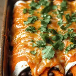 To make tasty sweet potato and black bean enchiladas, you need fresh and colorful ingredients. Here’s what you will need: - 2 medium sweet potatoes, peeled and diced - 1 can (15 oz) black beans, drained and rinsed - 1 cup corn kernels (fresh or frozen) - 1 small red onion, finely chopped - 2 cloves garlic, minced - 1 teaspoon cumin - 1 teaspoon smoked paprika - 1 teaspoon chili powder - 1 cup enchilada sauce (store-bought or homemade) - 8 corn tortillas - 1 cup shredded cheese (cheddar or a blend) - Fresh cilantro, chopped (for garnish) - Salt and pepper to taste These ingredients bring a rich mix of flavors. Sweet potatoes add creaminess, while black beans provide protein. Corn kernels add sweetness and crunch. The spices give the dish depth and warmth. These simple items make a fun and healthy meal. You can find the full recipe above to guide you through the cooking steps. 1. Preheating the Oven: Start by setting your oven to 375°F (190°C). This step warms up the oven for baking later. 2. Cooking the Sweet Potatoes: Fill a large pot with water and bring it to a boil. Once boiling, add 2 medium sweet potatoes, peeled and diced. Cook for about 10-12 minutes. They should be tender but not mushy. Drain and set them aside. 3. Preparing the Filling: In a large skillet, heat a splash of olive oil over medium heat. Add 1 small red onion, finely chopped. Sauté for 3-4 minutes until it turns translucent. Next, add 2 cloves of minced garlic, cooking for another minute to release its flavor. 4. Combining the Ingredients: In the same skillet, stir in the cooked sweet potatoes, 1 can of drained black beans, 1 cup of corn, and your spices—1 teaspoon of cumin, 1 teaspoon of smoked paprika, and 1 teaspoon of chili powder. Season with salt and pepper. Cook this mixture for 3-5 minutes, allowing the flavors to blend well. 5. Assembling the Enchiladas: Grab a baking dish and spread a thin layer of enchilada sauce at the bottom. Take a corn tortilla and spoon about 2 tablespoons of the filling into the center. Sprinkle some shredded cheese on top, then roll it up tightly. Place it seam-side down in the dish. Repeat this process for all tortillas. 6. Adding Sauce and Cheese: Once all the enchiladas are in the baking dish, pour any remaining enchilada sauce over the top. Then, sprinkle the last bit of shredded cheese on top. 7. Baking the Enchiladas: Cover your baking dish with foil and place it in the oven. Bake for 20 minutes. After that, remove the foil and bake for another 10 minutes. The cheese should be melted and bubbly. 8. Garnishing and Serving: When done, take the enchiladas out and let them cool for a few minutes. Finally, garnish with fresh cilantro and serve. For a detailed recipe, check the Full Recipe. - Choosing the Right Sweet Potatoes Opt for firm, smooth sweet potatoes. Look for medium-sized ones. They cook evenly and taste great. Avoid any with soft spots or wrinkled skin. - Cooking Tips for Perfect Enchiladas Boil your sweet potatoes until tender but not mushy. This helps keep the filling together. When rolling the tortillas, warm them first. This prevents cracking. Use a thin layer of sauce on the bottom of the dish. This keeps the enchiladas moist. - Variations in Cheese and Tortilla Types Feel free to mix different cheeses. Cheddar adds sharpness, while Monterey Jack melts nicely. You can use flour tortillas if you prefer. They are softer but might change the texture a bit. - Plating Suggestions Use a large, flat plate. Place the enchiladas in a neat row. Drizzle extra enchilada sauce over them for color. A sprinkle of cheese on top makes it look inviting. - Garnishing Ideas Fresh cilantro adds a bright touch. Chop it finely and sprinkle on top. You can also add dollops of sour cream or avocado slices. They add creaminess and flavor. For a pop of color, add diced tomatoes or radishes. {{image_2}} You can swap out ingredients to suit your taste. - Alternative Beans: If you want a twist, try pinto or kidney beans. They offer a different flavor but work well in this recipe. - Adding Additional Vegetables: Feel free to include bell peppers, zucchini, or spinach. They add color and nutrients to your enchiladas. - Vegan or Dairy-Free Options: For a vegan version, omit cheese and use nutritional yeast. This gives a cheesy flavor without dairy. Let’s add some fun to your enchiladas! - Spicy Enchiladas: If you love heat, add jalapeños to your filling. You can also use spicy enchilada sauce instead of mild. - Southwestern Style: Mix in some diced green chiles or corn salsa. This gives your enchiladas a fresh, zesty taste. These variations let you enjoy your Sweet Potato & Black Bean Enchiladas in new ways. Explore what you like best! For the full recipe, check out the Full Recipe. Refrigeration Tips After you enjoy your delicious sweet potato and black bean enchiladas, store leftovers in an airtight container. Keep them in the fridge for up to three days. Make sure the enchiladas cool down before sealing them. This helps prevent moisture buildup, which can make them soggy. Freezing Instructions If you want to save them longer, freezing is a great option. Wrap each enchilada tightly in plastic wrap and aluminum foil. This protects them from freezer burn. You can freeze them for up to two months. When you’re ready to eat, just thaw them in the fridge overnight. Best Methods for Reheating Enchiladas To reheat, the oven is my favorite method. Preheat it to 350°F (175°C). Place the enchiladas in a baking dish and cover with foil. Heat for about 20 minutes. This keeps them warm and helps the cheese melt nicely. You can also microwave them. Just put one or two on a plate and heat for 1-2 minutes. However, they may not be as crispy this way. Enjoy your meal again with these easy tips! How long do Sweet Potato & Black Bean Enchiladas last in the fridge? These enchiladas stay fresh for about 3 to 5 days in the fridge. Store them in an airtight container. If you want to keep them longer, consider freezing them. Can I make these enchiladas ahead of time? Yes, you can prepare the filling and assemble the enchiladas a day in advance. Just cover them and store in the fridge. When you're ready to eat, bake them as usual. What toppings go well with Sweet Potato & Black Bean Enchiladas? Great toppings include sour cream, avocado slices, or diced green onions. You can also add fresh salsa or hot sauce for a kick. Can I use flour tortillas instead of corn? Yes, you can use flour tortillas. They will add a softer texture and may change the flavor slightly. Just make sure they are warm before rolling. How can I make enchiladas spicier? To spice things up, add more chili powder or diced jalapeños to the filling. You can also use a spicy enchilada sauce for more heat. What is the best way to prevent soggy enchiladas? To avoid soggy enchiladas, make sure to drain your black beans well. Don't over-saturate the tortillas with sauce. You can also lightly toast the tortillas before filling them to keep them firm. We explored how to make delicious Sweet Potato and Black Bean Enchiladas. You learned about key ingredients like sweet potatoes and black beans. I shared step-by-step instructions to guide you through preparation and cooking. I included tips for perfecting your enchiladas and creative variations. Storing leftovers and reheating suggestions ensure your meal stays tasty. Remember, you can adjust flavors and ingredients to suit your taste. Enjoy making these enchiladas, and share them with others. They are sure to please!