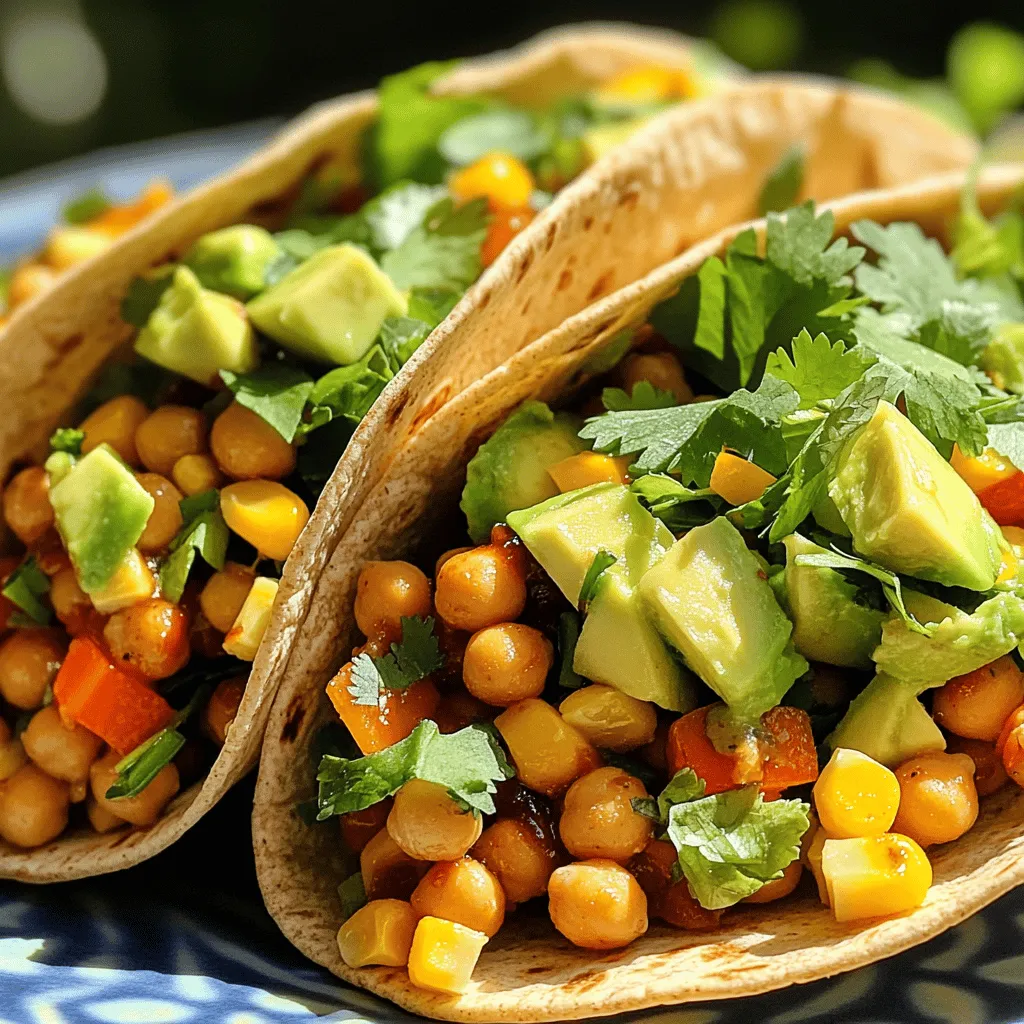 - 1 can chickpeas, drained and rinsed - 1/2 cup BBQ sauce - 1 cup corn (fresh, frozen, or canned) - 1 small red onion, finely chopped - 1 bell pepper (red or yellow), diced - 1 avocado, diced - 2 cups mixed greens - 4 large whole wheat tortillas or wraps - 1 tablespoon olive oil - Salt and pepper to taste - Fresh cilantro or parsley, for garnish Gathering these main ingredients is the first step to making BBQ chickpea salad wraps. Each ingredient brings a unique flavor and texture to the dish. Chickpeas provide protein and fiber, making you feel full. The BBQ sauce adds a sweet and smoky taste. Corn, onions, and bell peppers bring color and crunch. - Sliced jalapeños - Vegan cheese - Squeeze of lime You can customize your wraps with optional toppings. Sliced jalapeños add heat for spice lovers. Vegan cheese gives a creamy touch. A squeeze of lime adds zesty freshness. Feel free to mix and match to find your favorite combination. Make sure to check out the Full Recipe for more details on how to prepare these delicious wraps! - Step 1: Mash chickpeas Begin by draining and rinsing your can of chickpeas. Take a medium bowl and use a fork to mash about half of the chickpeas. Leave them slightly chunky. This adds a nice texture to the salad. - Step 2: Mix remaining ingredients Add the rest of the whole chickpeas to the bowl. Pour in your BBQ sauce, corn, diced bell pepper, and finely chopped red onion. Mix everything well until it’s evenly coated in the sauce. - Step 3: Sauté chickpea mixture Heat one tablespoon of olive oil in a skillet over medium heat. Add your chickpea mixture and sauté it for about 5 to 7 minutes. Stir it occasionally to ensure it heats evenly. Season with salt and pepper to taste. Once heated through, remove it from the heat and let it cool slightly. - Step 4: Prepare tortillas Lay out your large whole wheat tortillas on a flat surface. They should be ready to hold all those tasty ingredients. - Step 5: Fill and roll the wraps Start by adding a generous handful of mixed greens to the center of each tortilla. Spoon the BBQ chickpea mixture on top of the greens. Don’t forget to add the diced avocado for creaminess! - Step 6: Slice and serve To wrap, fold in the sides of the tortilla, then roll it up tightly from the bottom. Slice the wraps in half for easier eating. You can secure them with a toothpick if you like. Garnish with fresh cilantro or parsley before serving. Enjoy this full-flavored meal! For more details, refer to the Full Recipe. When you pick a BBQ sauce, think about your taste. Do you like sweet flavors or smoky ones? Sweet sauces often have a bit of sugar or honey. Smoky sauces bring a deep, rich taste. You can also make your own BBQ sauce at home. Mix ketchup, brown sugar, vinegar, and spices for a simple version. This gives you control over the taste. To turn your BBQ chickpea salad wraps into a full meal, think about sides. Serve them with crunchy veggie sticks or sweet potato fries. A light fruit salad also pairs well. This adds color and freshness to your plate. You can also offer a cool dip, like ranch or hummus, for extra flavor. Want some heat in your wraps? Add sliced jalapeños or a splash of hot sauce. This gives your dish a spicy kick. If you prefer mild flavors, skip the heat. You can add extra veggies instead, like cucumbers or bell peppers, for a fresh crunch. Adjusting the heat makes the meal just right for you. For the complete recipe, check out the Full Recipe. {{image_2}} You can easily change the protein in your BBQ chickpea salad wraps. Swap chickpeas for black beans or lentils. Both options offer a great taste and texture. If you want non-vegan choices, add grilled chicken or tofu. These proteins pair well with BBQ sauce and add more flavor. Add more crunch and flavor to your wraps with extra veggies. Cucumbers and carrots work well here. You can also toss in fruits like mango or pineapple. These fruits add sweetness and a fun twist to the wraps. The type of tortilla you use can make a big difference. Try whole wheat, spinach, or even flavored tortillas. If you want gluten-free options, look for gluten-free wraps made from rice or corn. These choices keep your meal tasty and interesting. For the complete recipe, check out the Full Recipe section. Store any leftover BBQ chickpea salad wraps in the fridge. Wrap them tightly in plastic wrap or place them in an airtight container. This keeps them fresh. Leftovers can last for about three days. If you notice the wraps getting soggy, separate the filling from the tortillas before storing. This helps keep the wraps crisp and tasty. You can freeze the chickpea mixture if you have extras. Just place it in a freezer-safe container. Make sure to leave some space, as it may expand. The mixture can last for about three months in the freezer. Thawing is simple. Just move it to the fridge overnight before you want to use it. This way, it thaws slowly and stays tasty. When you want to serve the chickpea mixture again, you have two good options: the microwave or the skillet. If you use the microwave, heat it in short bursts. Stir it often to avoid hot spots. For the skillet, warm it over medium heat. This method keeps the texture nice. You want it to be warm but not dry out. Enjoy your meal with the same fresh taste! Yes, you can make BBQ Chickpea Salad Wraps ahead of time. I suggest preparing the chickpea mixture and storing it in the fridge. The wraps can stay fresh in the fridge for a day or two. Just make sure to assemble them right before serving. This keeps the tortillas from getting soggy. Meal prep makes it easy for busy days! Yes, this recipe can be gluten-free. You just need to choose the right tortillas. Look for gluten-free wraps made from rice or corn. Many stores offer tasty gluten-free options. Always check the labels to ensure they fit your needs. Leftovers can last for about three days in the fridge. Store the wraps in an airtight container to keep them fresh. If you only have the chickpea mixture left, it can last about five days. Just remember to check for any signs of spoilage. Yes, you can use canned chickpeas. They save time and are easy to use. Canned chickpeas are already cooked, so you can skip the soaking and boiling steps. This makes meal prep a breeze. Just rinse them well before using to remove excess sodium. If you want to swap BBQ sauce, there are many options. Try using hot sauce for a spicy kick. You can also use a homemade sauce made from ketchup, vinegar, and spices. Other choices include tahini or hummus for a creamy twist. Experiment with flavors to find what you love! For the full recipe of BBQ Chickpea Salad Wraps, check out the earlier section. This blog post covers the ingredients and steps to make tasty BBQ chickpea wraps. You learned how to mix flavors with optional toppings and how to customize the heat. Remember, feel free to switch proteins or add veggies for variety. Proper storage will keep your wraps fresh. I hope these tips make your cooking easier and more fun. Enjoy making these wraps and feel confident to try new ideas!