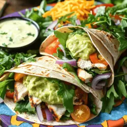 - 2 grilled chicken breasts, sliced - 1 ripe avocado, mashed - 1/2 cup ranch dressing - 1 cup mixed greens (spinach, arugula, etc.) - 1 medium tomato, diced - 1/4 cup red onion, thinly sliced - 4 large whole wheat tortillas - Optional: 1/4 cup shredded cheddar cheese To make Quick Avocado Ranch Chicken Wraps, you need simple, fresh items. The grilled chicken is key. It adds protein and flavor. I love using ripe avocados for creaminess. They make the wraps rich and tasty. Ranch dressing brings a zesty kick. Mixed greens add crunch and color. You can use any greens you like. Tomatoes and red onion add freshness. Finally, whole wheat tortillas hold everything together. - Salt and pepper to taste - Optional herbs and spices for added flavor Seasoning is simple. Just add salt and pepper to the avocado mixture. If you want, try adding herbs like dill or garlic powder. These will boost the flavor even more. - Mixing bowl - Flat surface for rolling wraps - Knife for slicing You will need a few tools. A mixing bowl helps combine the avocado and ranch. A flat surface is best for laying out tortillas. Use a knife to slice the chicken and the wraps. With these tools, you will create perfect wraps every time. For the full recipe, check out the detailed steps and tips in the [Full Recipe]. To start, you need to make the avocado ranch mixture. In a medium bowl, combine the mashed avocado and ranch dressing. Mix it until smooth. Add salt and pepper for taste. Next, lay out the whole wheat tortillas on a flat surface. This makes it easy to spread the filling. Now, let's get to the fun part! Spread a generous layer of the avocado ranch mixture evenly over each tortilla. Make sure to cover it well. On one side of each tortilla, layer the sliced grilled chicken, mixed greens, diced tomato, and red onion. If you like cheese, sprinkle some cheddar on top. For a tight wrap, fold in the sides of the tortilla first. Then, roll it up tightly from the bottom. This helps keep everything inside. Once rolled, slice each wrap in half diagonally. You can serve them right away or plate them nicely for guests. For a colorful touch, add fresh herbs on top and a small bowl of ranch dressing for dipping. Enjoy your Quick Avocado Ranch Chicken Wraps! For the full recipe, check the section above. To save time, you can pre-cook your chicken. Grilled chicken breasts work best. Cook a batch ahead of time and store them in the fridge. You can use them all week for wraps or salads. For mashing avocado, use a fork or a potato masher. A ripe avocado mashes easily. If you want extra creaminess, add a bit of ranch dressing. This makes it smooth and tasty. Serve your wraps on a colorful platter. A bright plate makes your meal fun. You can add a small bowl of ranch dressing for dipping. This adds flavor and a nice touch. Garnish with fresh herbs like cilantro or parsley. This adds a pop of color. You can even use sliced tomatoes or cucumbers for more appeal. Want more flavor? Try adding spices like garlic powder or paprika. These spices give your wraps a kick. You can also mix in extra ingredients like black beans or corn. These add texture and taste. For dips, try salsa or guacamole. These pair well with the ranch. They add a fresh vibe to the meal. Serve with a side of crunchy tortilla chips for extra fun! {{image_2}} You can switch up the protein in these wraps. Try using sliced turkey instead of chicken. This change adds a nice flavor twist. If you prefer something plant-based, use chickpea salad or lentils. They add great texture and taste. For a vegetarian option, tofu works well too. Just press and cube the tofu, then sauté it until golden. This gives you a hearty bite in each wrap. Ranch dressing is tasty, but you can mix it up. For a vegan twist, use a cashew-based ranch. Blend soaked cashews with herbs, lemon, and garlic for a creamy dressing. You can also try hummus or tzatziki instead of ranch. These options bring unique flavors and keep things fresh. Experimenting with different dressings makes every wrap feel new. Feel free to get creative with your fillings. Add sliced cucumbers for crunch or roasted red peppers for sweetness. Seasonal veggies like zucchini or bell peppers are great in summer. You can even toss in some olives or artichokes for extra flavor. The more you add, the more fun these wraps become. Get inspired by what you have on hand! To keep your Quick Avocado Ranch Chicken Wraps fresh, store them in the fridge. Wrap each one in plastic wrap or foil. This method helps prevent them from drying out. Place the wrapped wraps in an airtight container. They will last for about 2-3 days in the refrigerator. However, the fresher, the better! If you want to make these wraps ahead of time, freezing is a great option. To freeze, assemble the wraps but skip the dressing and fresh ingredients. Wrap each one tightly in plastic wrap, then place them in a freezer-safe bag. They can last for up to three months in the freezer. When you're ready to enjoy, take a wrap out and let it thaw in the fridge overnight. To reheat, remove the wrap from the plastic and microwave it for about 1-2 minutes. This method warms the chicken and softens the tortilla without making it soggy. You can serve these wraps cold or hot, depending on your taste. Cold wraps have a refreshing crunch, perfect for a light meal. Hot wraps feel cozy and satisfying, enhancing the flavors of the chicken and dressing. If you heat them, the cheese melts, adding a creamy texture. Experiment with both options to see what you like best! You can prep the ingredients in advance. This saves time on busy days. Start by cooking the chicken and mashing the avocado. Store each item in separate containers. Wrap them tightly to keep them fresh. For best results, use the wraps within two days. Yes, you can change the tortilla type. Gluten-free tortillas work well for those with dietary needs. Whole grain tortillas add a nutty flavor. Each type of tortilla brings its own taste to the dish. Choose your favorite for a personal touch. These wraps pair nicely with many sides. Try a fresh fruit salad or crispy veggie sticks. Chips and salsa also make a great match. For drinks, consider iced tea or lemonade. These flavors blend well with the wraps, making your meal complete. In this blog post, we explored how to make delicious Quick Avocado Ranch Chicken Wraps. We discussed the key ingredients, preparation steps, and tips to make your wraps shine. I shared ways to customize your wraps with different proteins or dressings. Remember, you can store leftovers and even freeze them. This dish is easy to prepare and perfect for any occasion. Create your wraps today and enjoy quick, tasty meals that suit your taste!