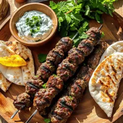 Beef kofta kebabs are a tasty treat. They mix beef with spices and herbs. You grill them until they are juicy and full of flavor. This recipe is easy to follow and perfect for any gathering. Here’s what you need to make delicious beef kofta kebabs: - 1 lb ground beef (preferably 80/20 fat ratio) - 1 small onion, finely grated - 2 cloves garlic, minced - 1 tablespoon fresh parsley, chopped - 1 tablespoon fresh mint, chopped - 1 teaspoon ground cumin - 1 teaspoon ground coriander - 1/2 teaspoon paprika - 1/2 teaspoon cinnamon - Salt and pepper to taste - 1 tablespoon olive oil (for brushing) - Pita bread and tzatziki sauce for serving You can swap out some ingredients if needed. - Use ground lamb for a richer taste. - Try adding chili powder for heat. - Fresh herbs can be mixed; cilantro works well too. - Use yogurt instead of tzatziki for dipping. These options keep the spirit of the dish alive while fitting your taste. To make beef kofta kebabs, start with the meat mixture. In a large bowl, add 1 pound of ground beef. I suggest using beef with an 80/20 fat ratio. This gives the kebabs great flavor and keeps them juicy. Next, grate a small onion and mince two cloves of garlic. Add these to the beef. Then, chop a tablespoon each of fresh parsley and mint, and toss them in. Now, sprinkle in a teaspoon of ground cumin and a teaspoon of ground coriander. For a touch of spice, add half a teaspoon of paprika and half a teaspoon of cinnamon. Don't forget to add salt and pepper to taste. Mix everything well until it’s all combined. Cover the mixture with plastic wrap and let it chill in the fridge for at least 30 minutes. This step helps the flavors blend nicely. After chilling, it’s time to shape the kebabs. Take the beef mixture out of the fridge. Divide it into equal portions, about 2 to 3 tablespoons each. With each portion, form an elongated oval around a skewer. If you use wooden skewers, soak them in water for 20 minutes first. This helps prevent burning on the grill. Once all your kebabs are shaped, lightly brush them with olive oil. This will help them not stick to the grill. Now, preheat your grill or grill pan over medium-high heat. Place the kebabs on the grill. Cook them for about 4 to 5 minutes on each side. You want them to be cooked to your liking and have a nice char. After grilling, remove them from the heat and let them rest for a few minutes. This helps keep them juicy. For a full recipe, check the details above. Serve your kofta kebabs with warm pita bread and a side of tzatziki sauce. Enjoy your tasty grilled delight! To get the best texture in your beef kofta kebabs, start with the right meat. Use ground beef with an 80/20 fat ratio. The fat keeps the meat juicy and tender. Don't skip the chilling step. Refrigerate the mixture for at least 30 minutes. This helps it hold together better on the grill. Shape the kebabs firmly, but not too tight. If they are too dense, they won’t cook well. To pack more flavor into your kebabs, use fresh herbs like parsley and mint. They add brightness to each bite. Try adding a pinch of cinnamon for warmth and depth. Spice blends like cumin and coriander are key. They give the kebabs a warm, earthy taste. For extra zing, add a splash of lemon juice to the meat mixture. This brightens the flavors and balances the richness of the beef. One common mistake is not soaking wooden skewers before grilling. This can cause them to burn. Always soak them for at least 20 minutes. Another mistake is overcrowding the grill. Give each kebab space to cook evenly. Also, don’t rush the grilling time. Cook them for about 4-5 minutes on each side. They need time to get that nice char. Lastly, avoid skipping the resting step after grilling. Letting them rest for a couple of minutes helps keep them juicy. For the full recipe, check out the main section to gather all the ingredients and instructions needed to create these delicious beef kofta kebabs. {{image_2}} You can easily add heat to your beef kofta kebabs. Mix in chopped green chilies or red pepper flakes for extra spice. I suggest starting with a small amount. You can always add more if you love heat! Try adding a splash of hot sauce to the meat mix. This gives a nice kick and flavor. If you want a meat-free option, use chickpeas or lentils. Blend them with spices like cumin and coriander. This gives a great taste and texture. You can also add grated zucchini or finely chopped mushrooms for moisture. Shape them just like the beef kofta and grill until golden. Serving your kofta kebabs can be fun! You can serve them in pita bread with fresh veggies and tzatziki. Or try a platter with rice, salad, and dips. For a party, make mini kebabs on shorter skewers. This makes them easy to grab and enjoy. You can also serve them on a bed of couscous with herbs for a colorful dish. Store your beef kofta kebabs in the fridge. Use an airtight container for best results. They stay fresh for up to three days. If you plan to keep them longer, consider freezing instead. Always let the kebabs cool down before storing. This prevents moisture buildup and keeps them tasty. You can freeze cooked kofta kebabs. Wrap each kebab tightly in plastic wrap. Then place them in a freezer bag. They can last up to three months frozen. For raw kebabs, shape them and freeze on a tray first. Once solid, transfer them into a freezer bag. This helps avoid clumping. To reheat, use an oven or grill. Preheat the oven to 350°F. Place the kebabs on a baking sheet. Heat for about 10-15 minutes or until hot. If using a grill, warm them over medium heat for about 5 minutes. Always check the temperature to ensure they are heated through. Enjoy your delicious beef kofta kebabs anytime! Beef kofta kebabs come from the Middle East. They have roots in many cultures. You will find them in Turkish, Persian, and Arabic cuisines. Traditionally, they are made with ground meat and spices. They are often grilled and served with bread or rice. Each region adds its twist to the recipe. This dish is loved for its rich flavors and tender texture. Yes, you can use other meats for kofta. Ground lamb is very popular and tasty. You can also try chicken or turkey for a lighter option. Each meat will give a different flavor. Just remember to adjust spices to match the meat. Mixing meats can create a unique taste, too. Don’t be afraid to experiment! Grill beef kofta kebabs for about 8 to 10 minutes. Cook them for 4 to 5 minutes on each side. Make sure they reach your desired doneness. Use a meat thermometer for best results. The internal temperature should be 160°F. This ensures they are safe to eat and juicy. Let them rest for a few minutes before serving. This helps keep them tender. For the full recipe, check the section above. This guide on kofta kebabs gives you all you need. We covered the ingredients, step-by-step instructions, and helpful tips. You learned about variations, storage tips, and even answers to common questions. Kofta kebabs can be fun to make and eat. Enjoy exploring flavors and techniques to make them your own. Happy grilling!